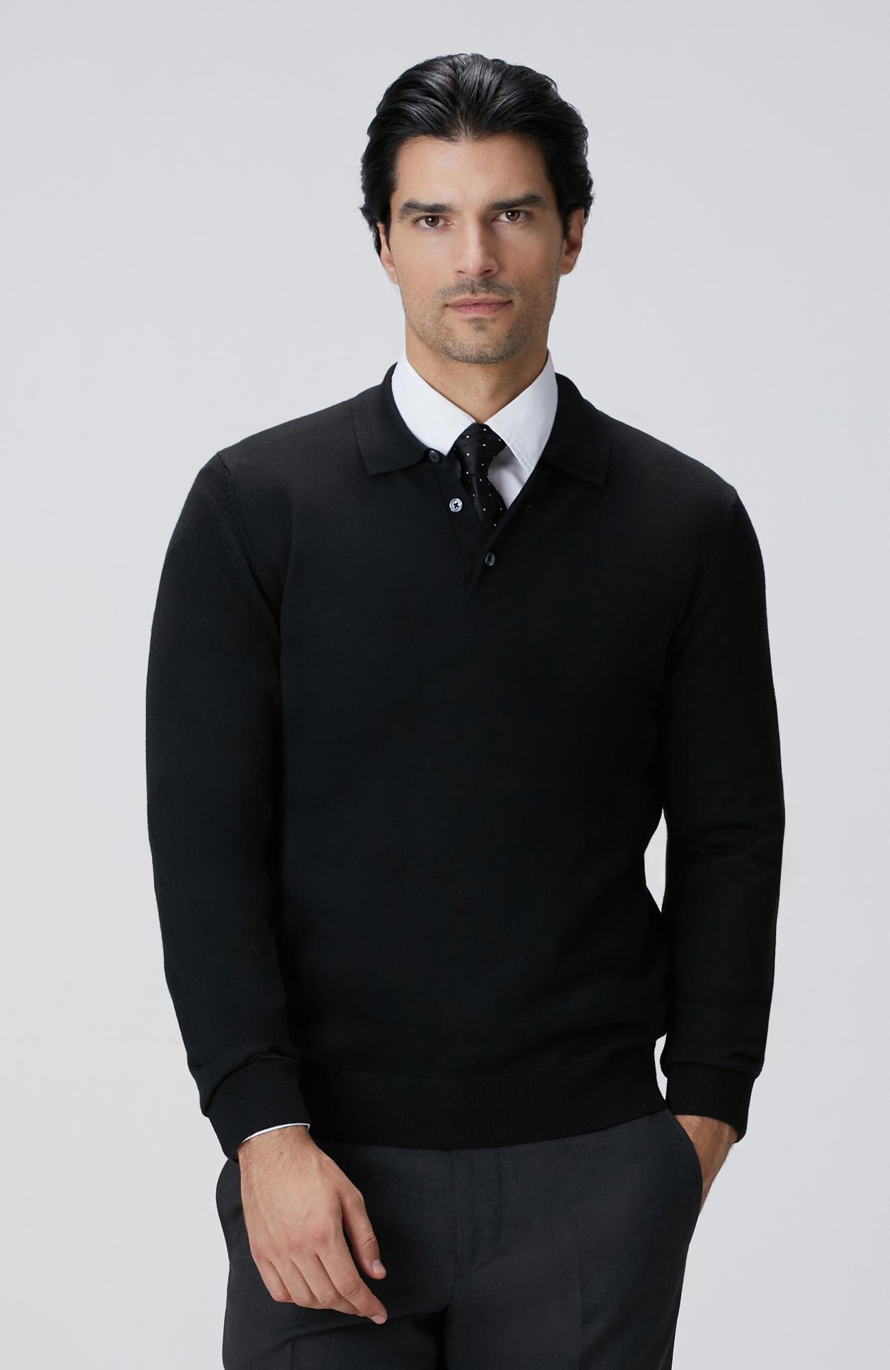 Network Erkek Siyah Yün Karışımlı Triko Kazak