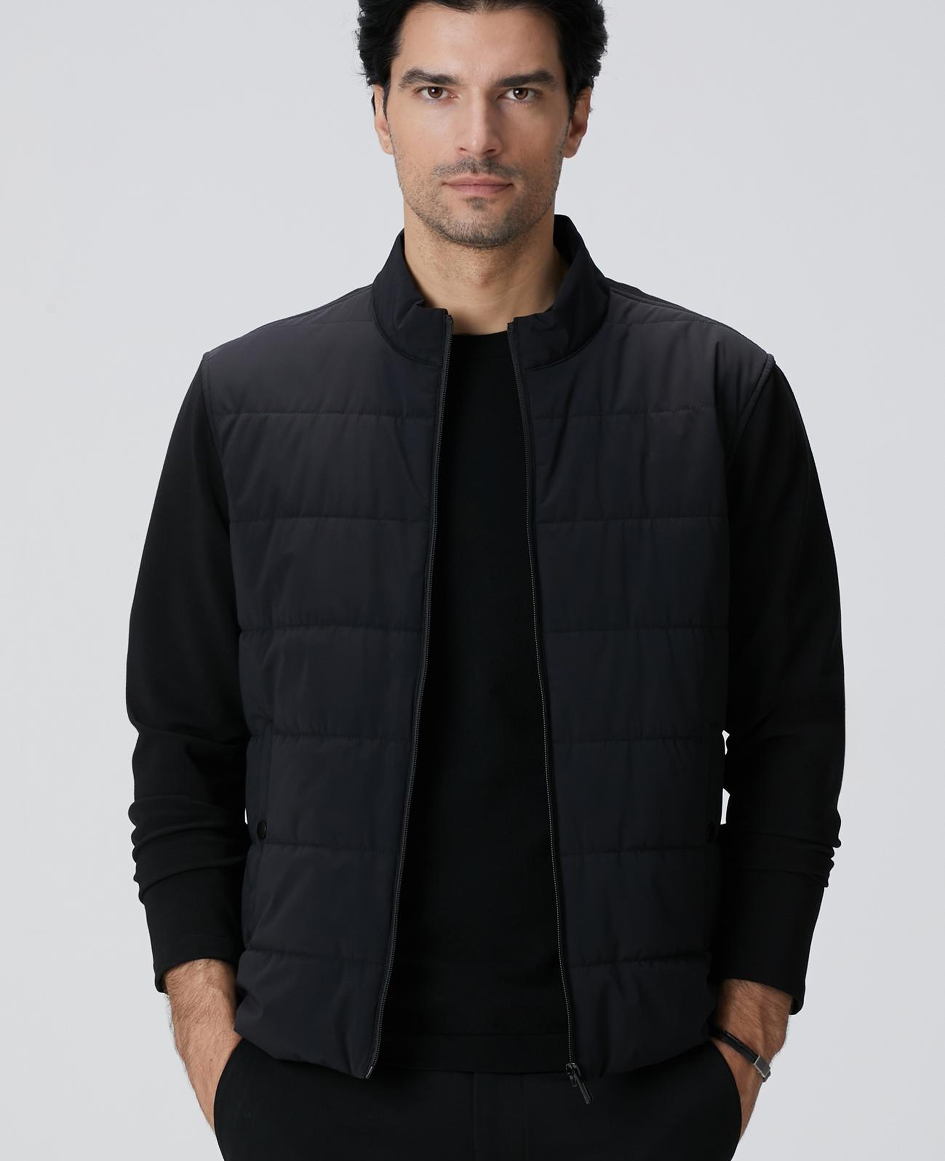 Network Erkek Siyah Triko Kollu Mont