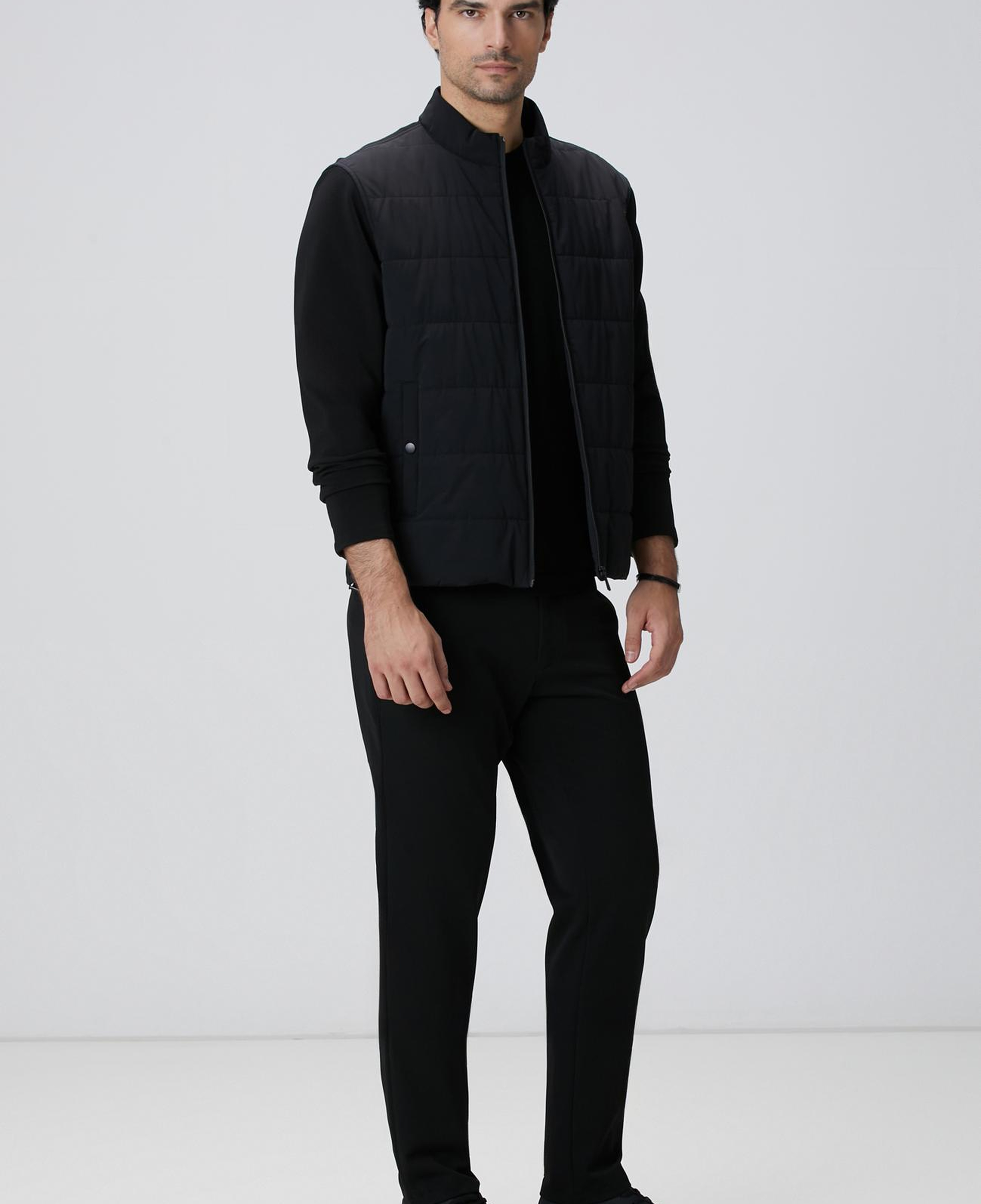 Network Erkek Siyah Triko Kollu Mont