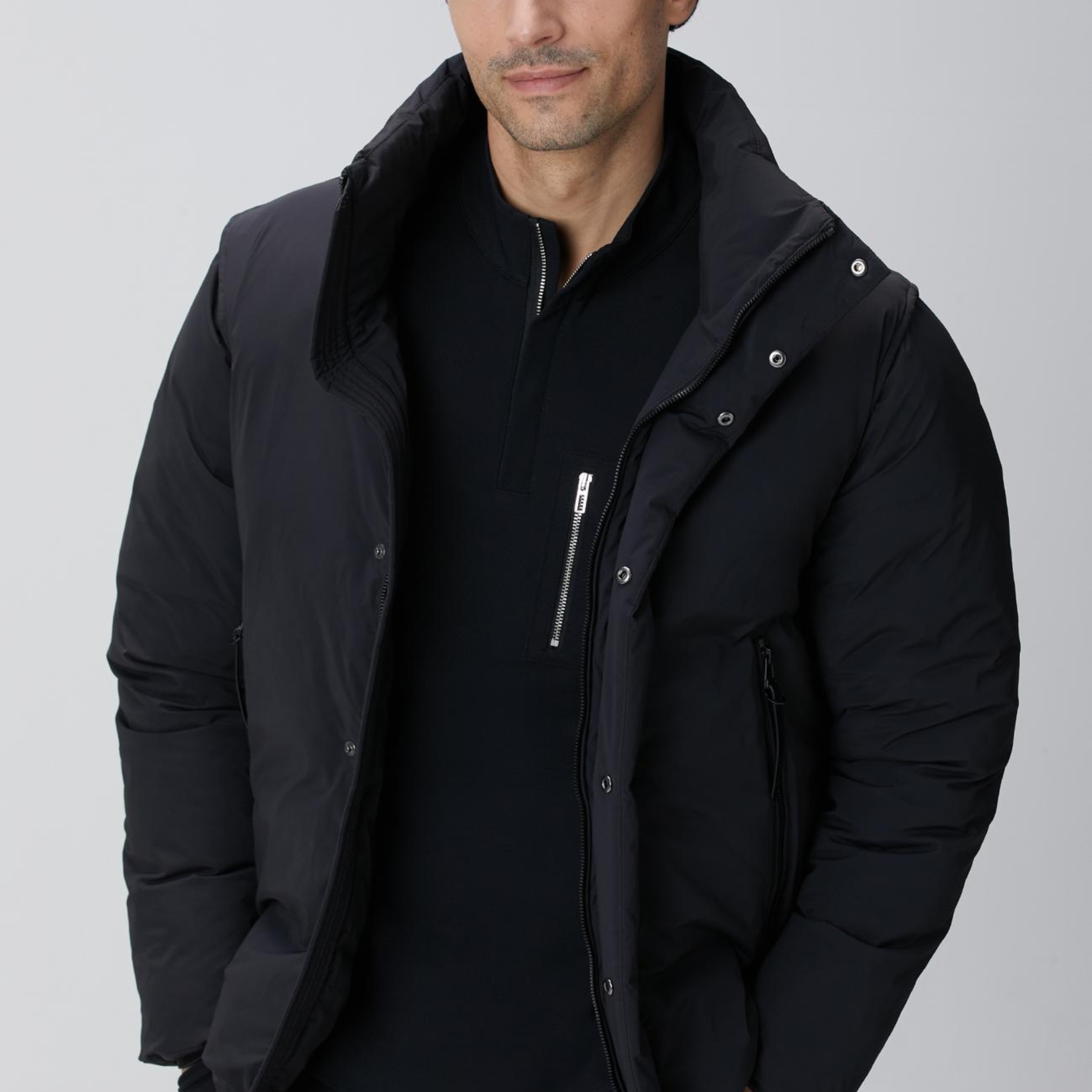 Network Erkek Siyah Yelek Olabilen Puffer Mont