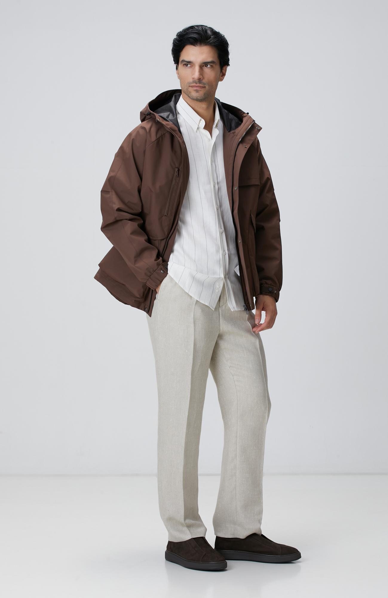 Network Erkek Kahverengi Kapüşonlu İnce Mont