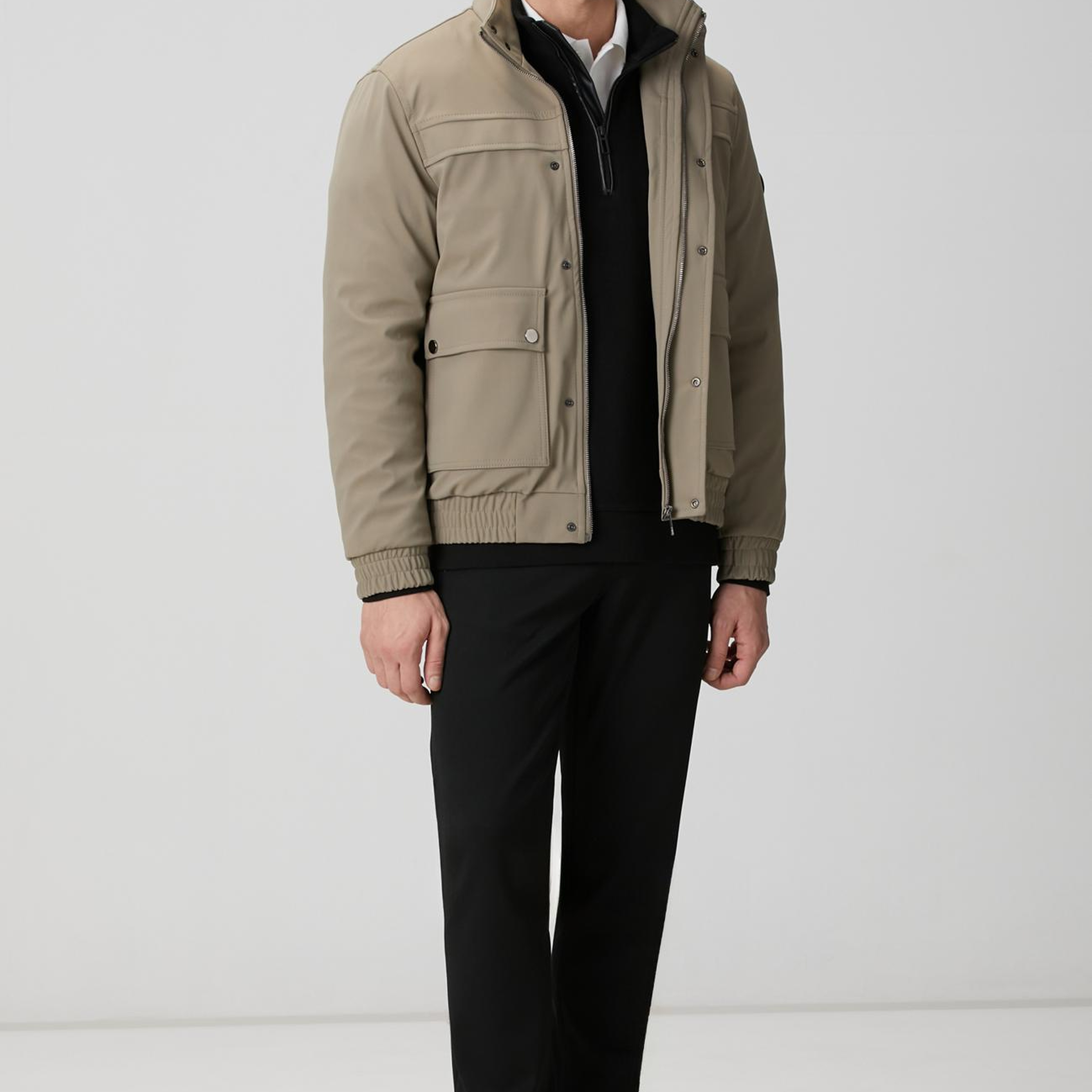 Network Erkek Siyah Dik Yaka Fermuarlı Sweatshirt