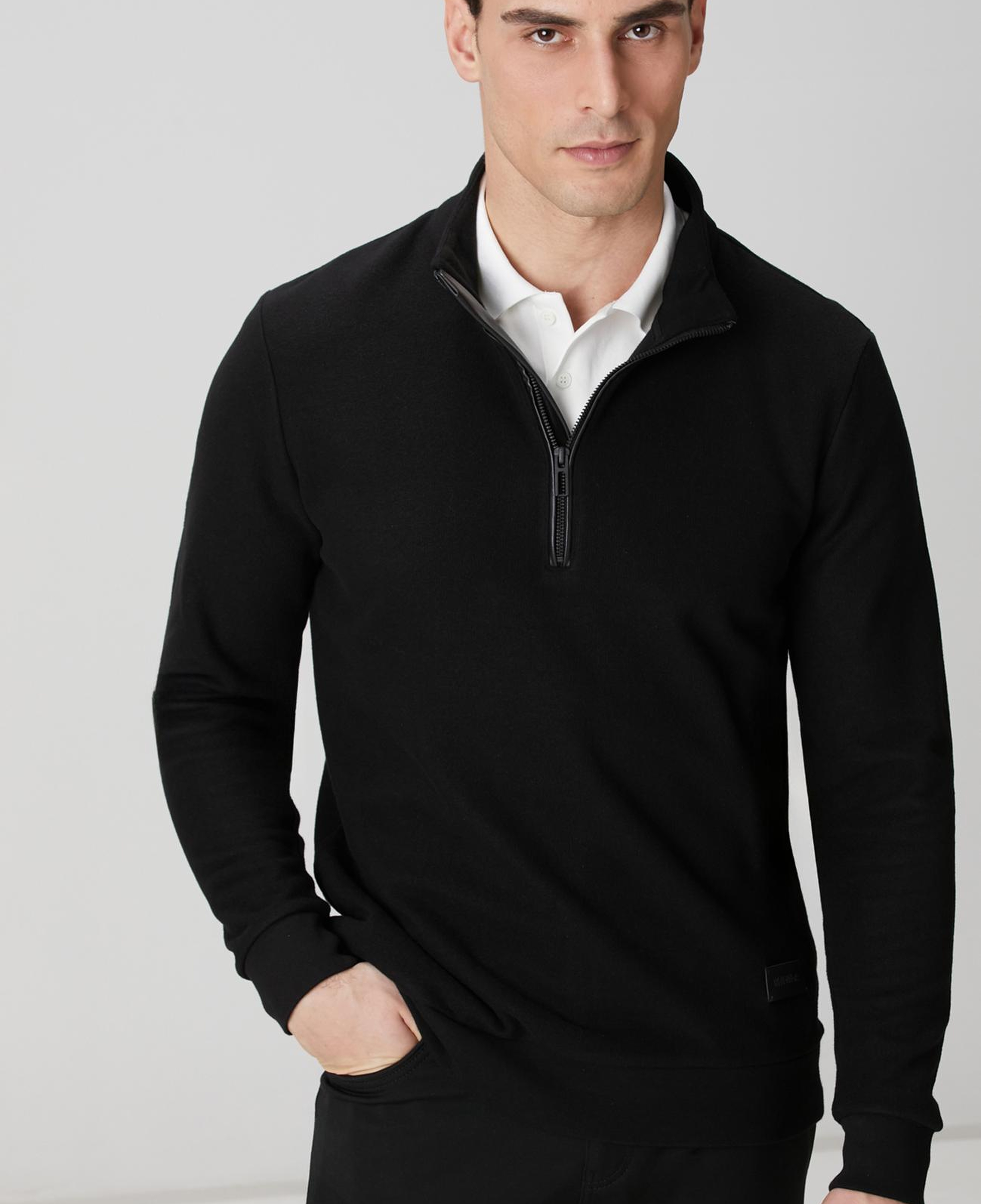 Network Erkek Siyah Dik Yaka Fermuarlı Sweatshirt