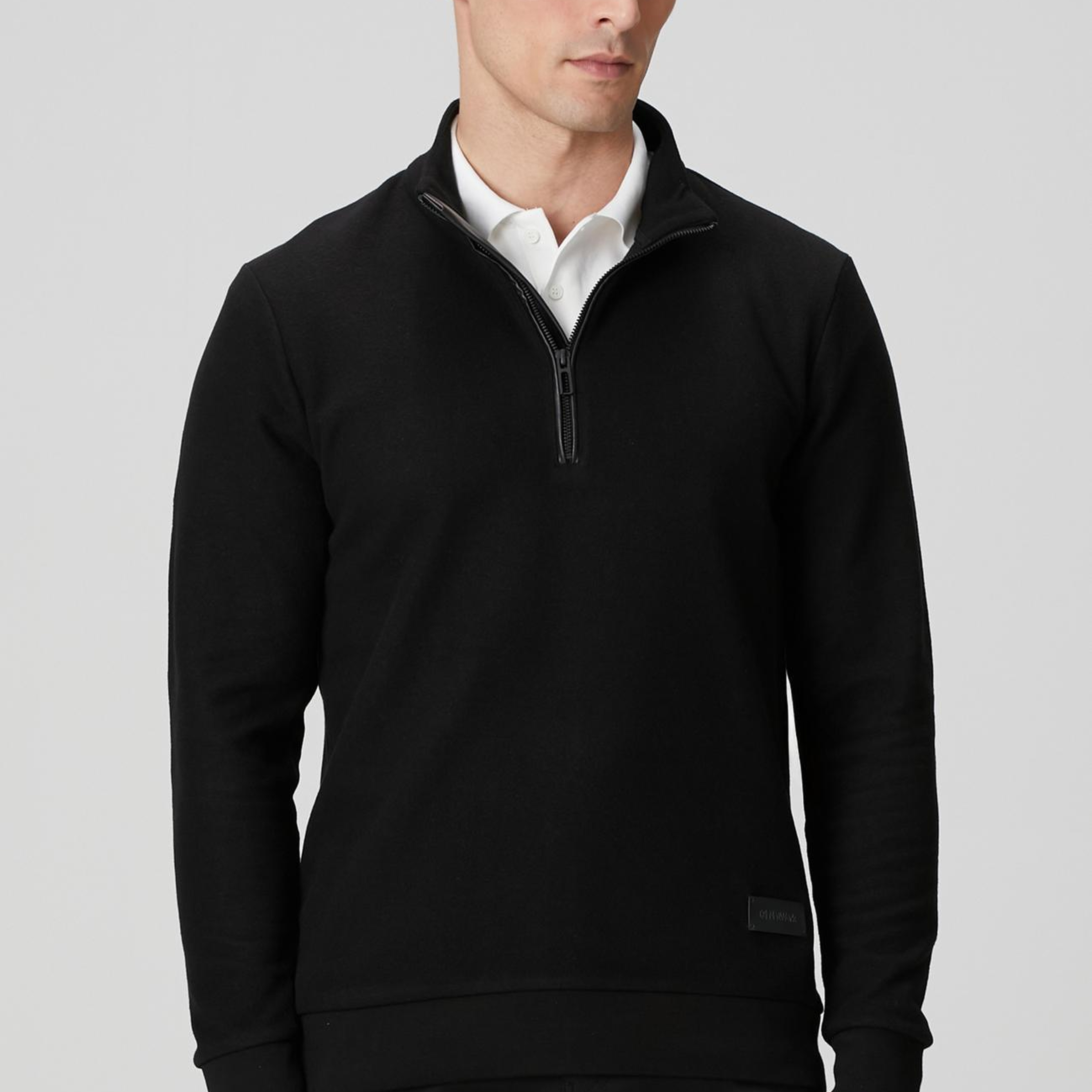 Network Erkek Siyah Dik Yaka Fermuarlı Sweatshirt