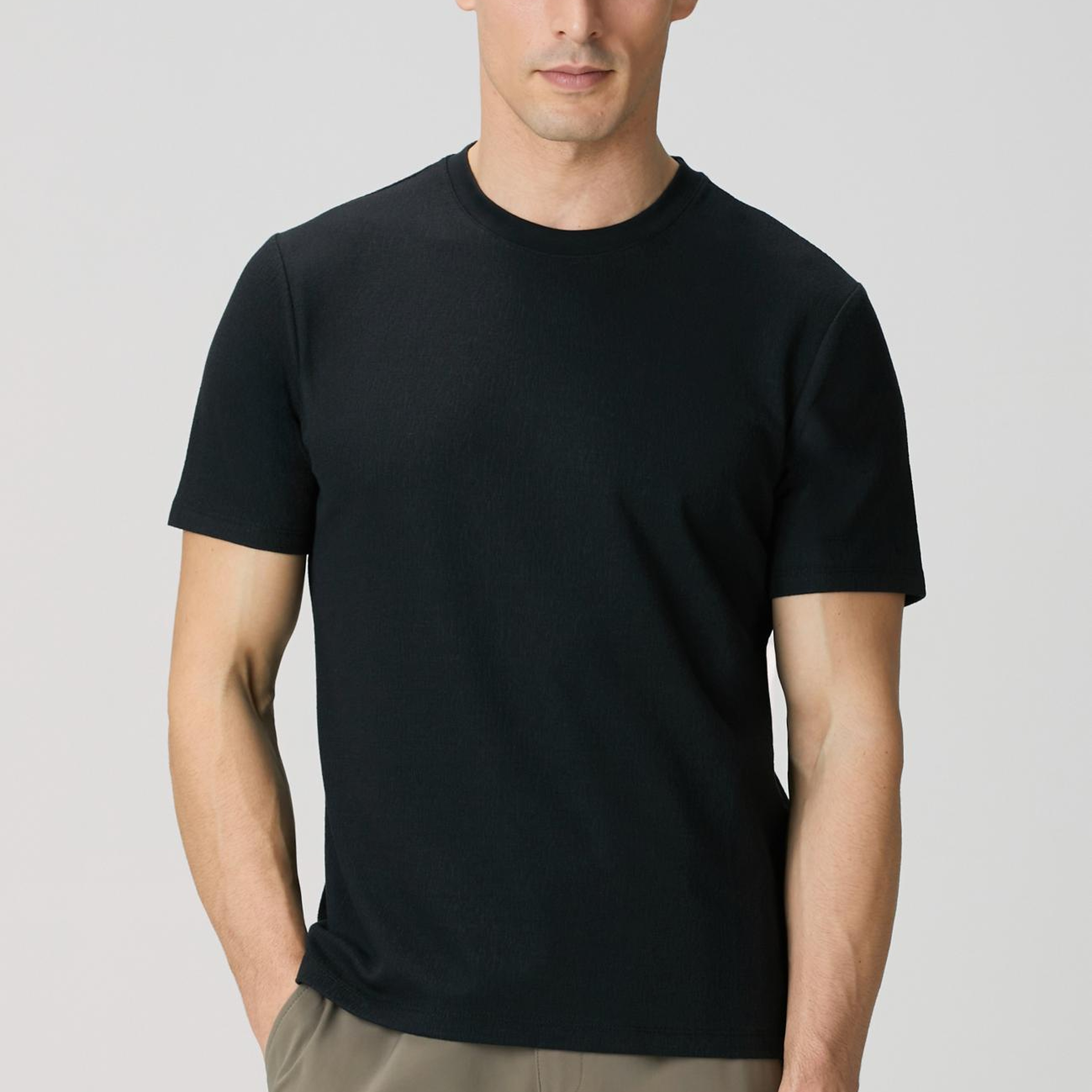 Network Erkek Siyah Bisiklet Yaka Jakarlı T-shirt