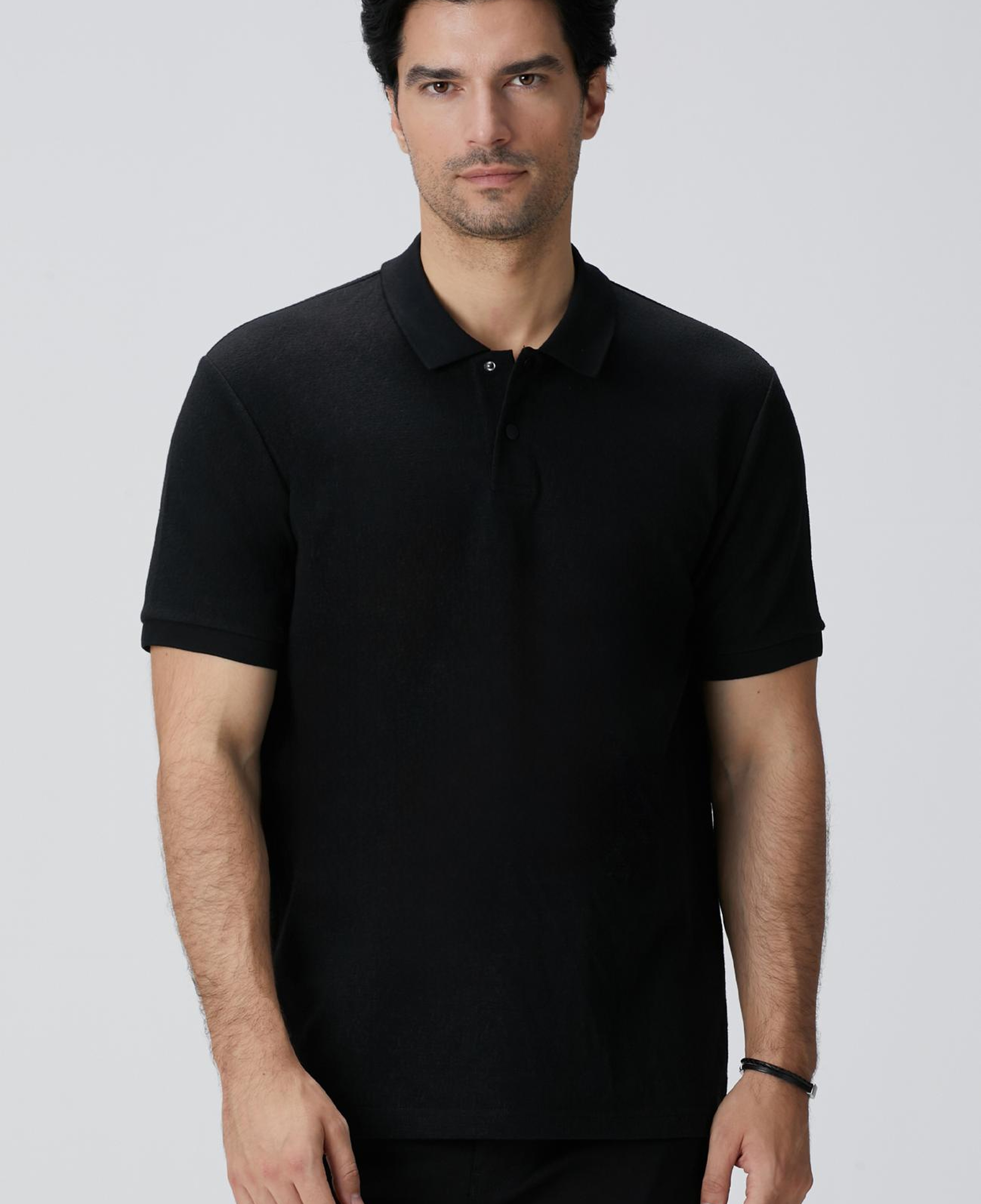 Network Erkek Siyah Polo Yaka T-shirt