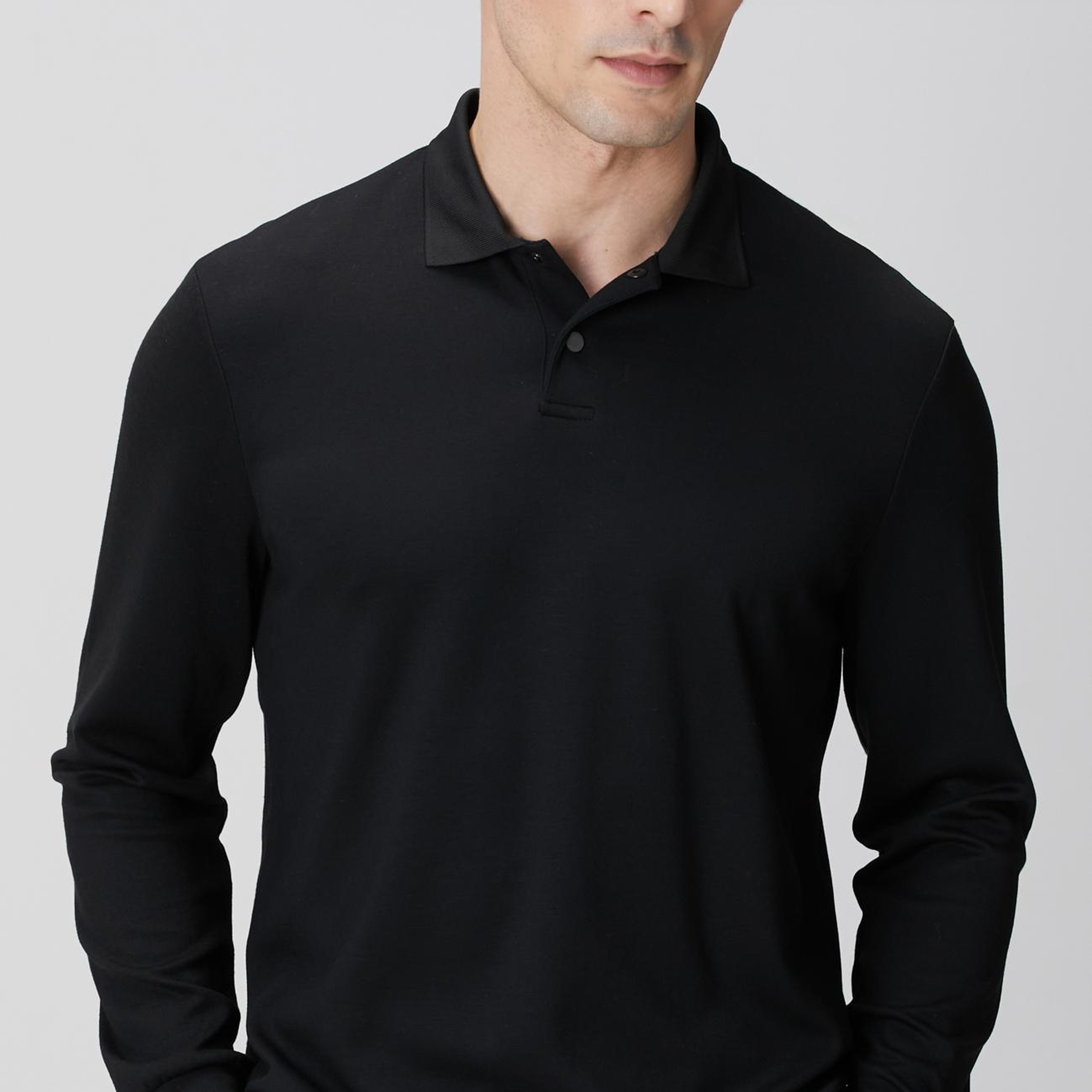 Network Erkek Siyah Polo Yaka Çıtçıtlı Sweatshirt