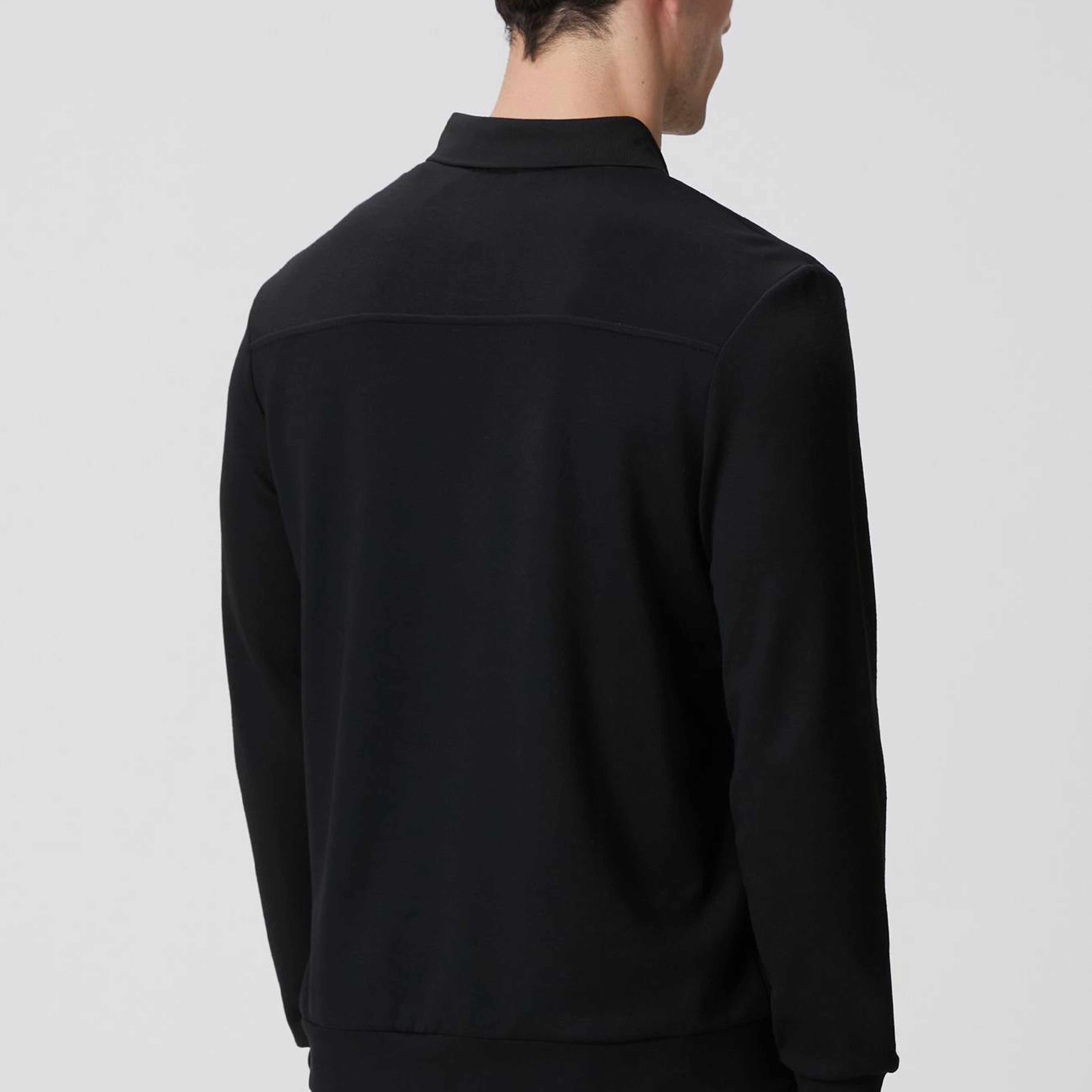 Network Erkek Siyah Polo Yaka Çıtçıtlı Sweatshirt