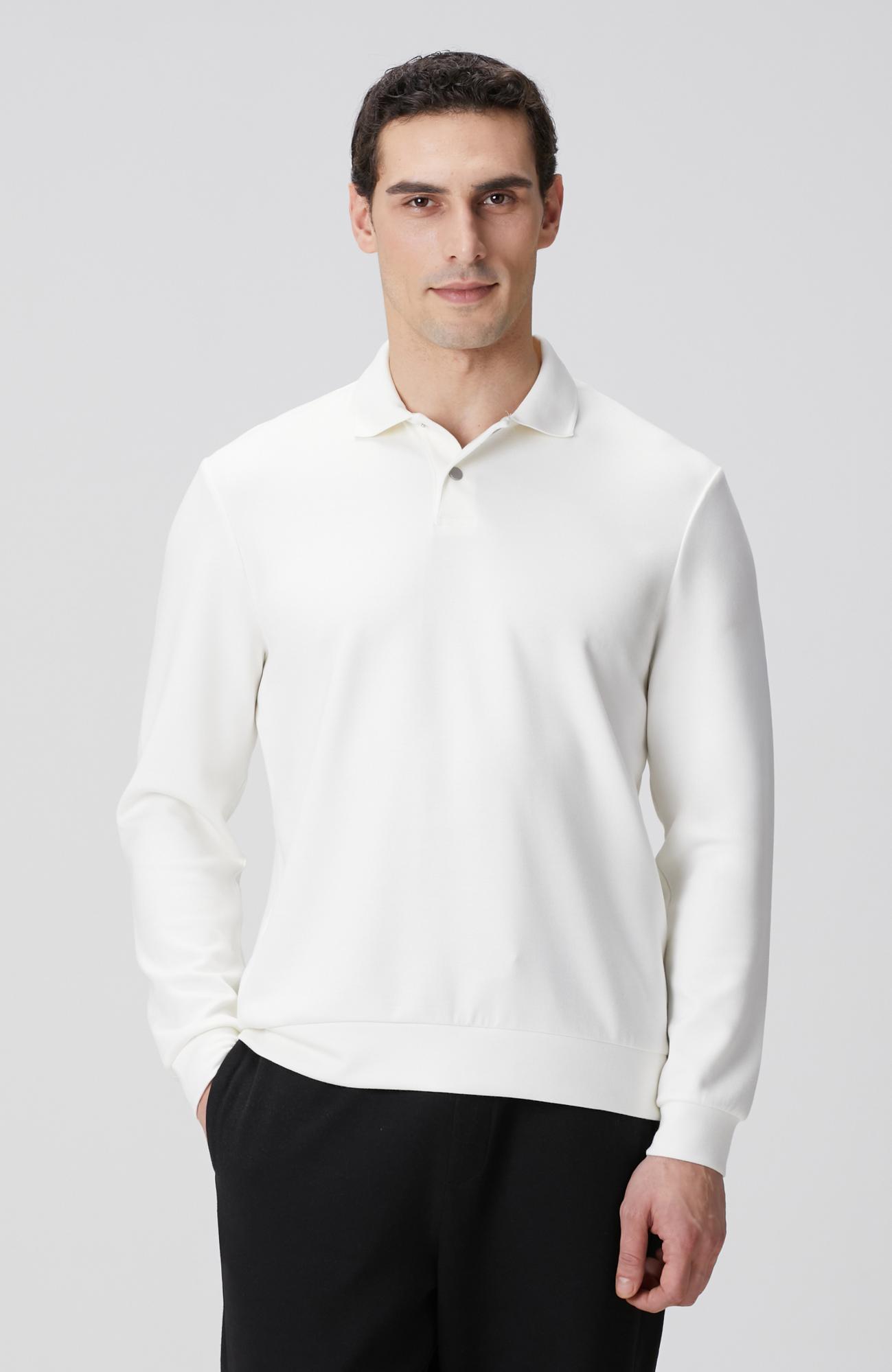 Network Erkek Kırık Beyaz Polo Yaka Çıtçıtlı Sweatshirt