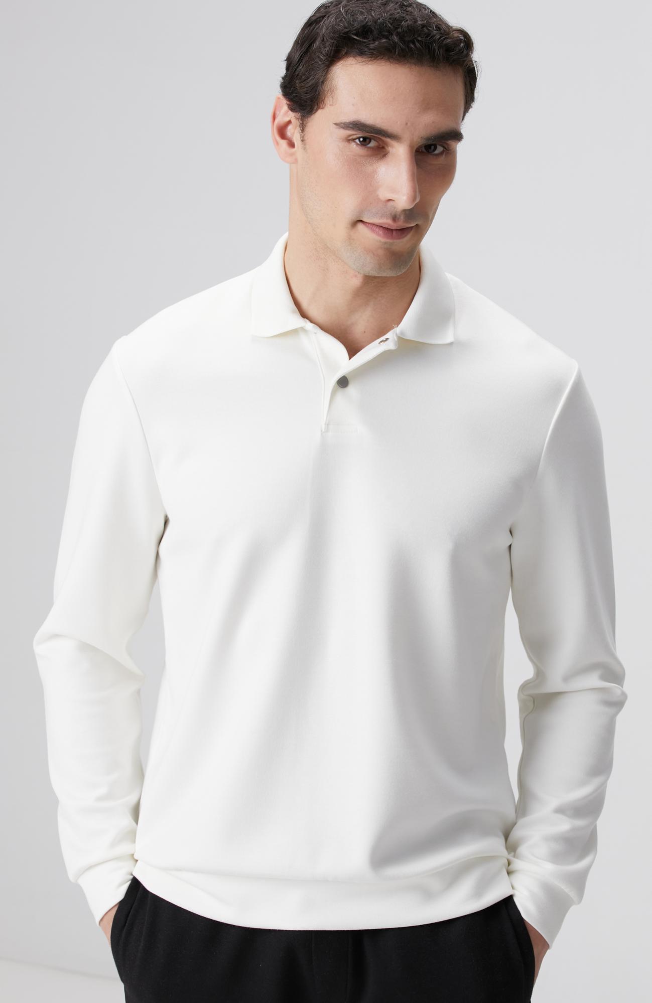 Network Erkek Kırık Beyaz Polo Yaka Çıtçıtlı Sweatshirt