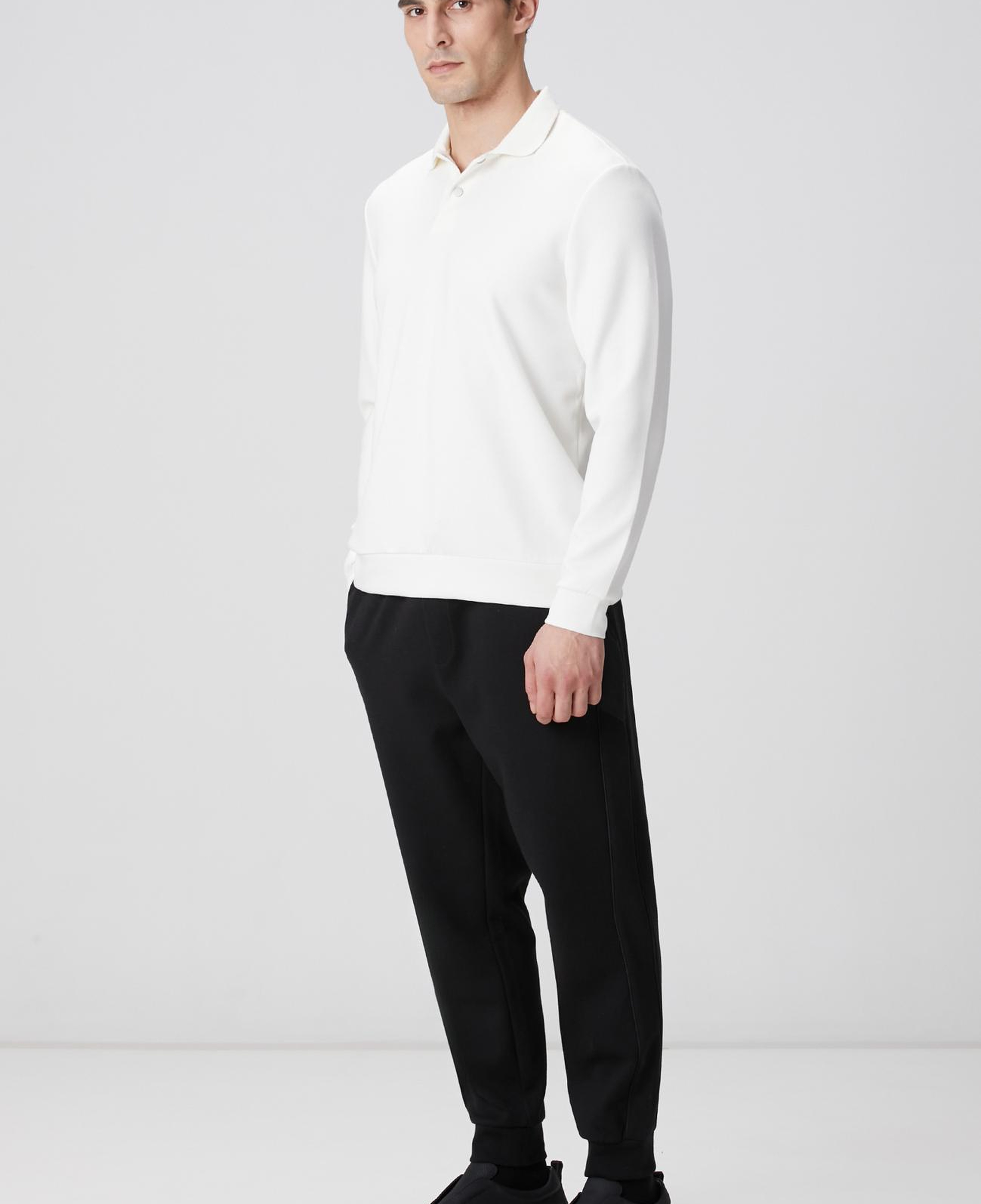 Network Erkek Kırık Beyaz Polo Yaka Çıtçıtlı Sweatshirt