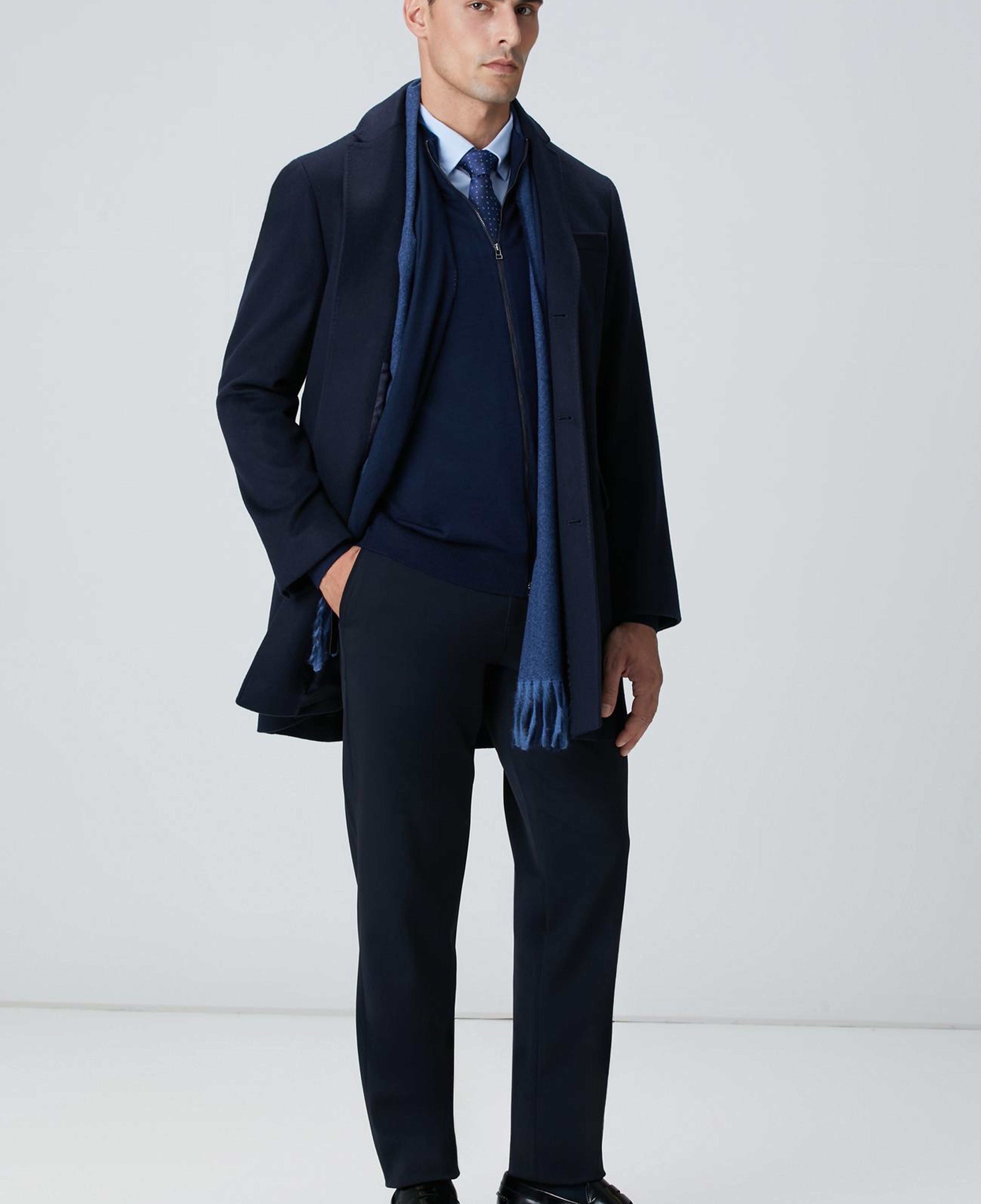 Network Erkek Lacivert Diyagonal Desenli Pantolon