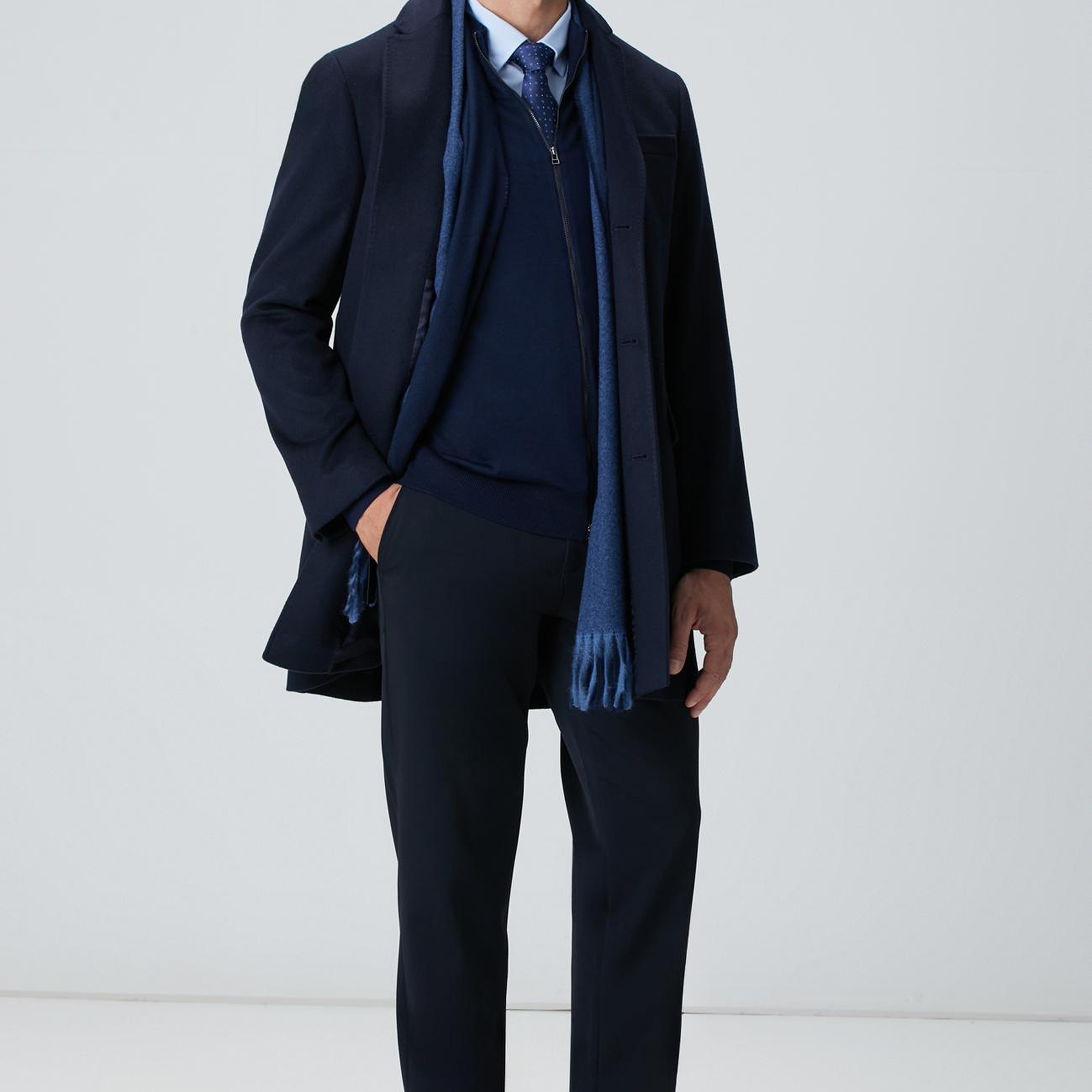 Network Erkek Lacivert Diyagonal Desenli Pantolon