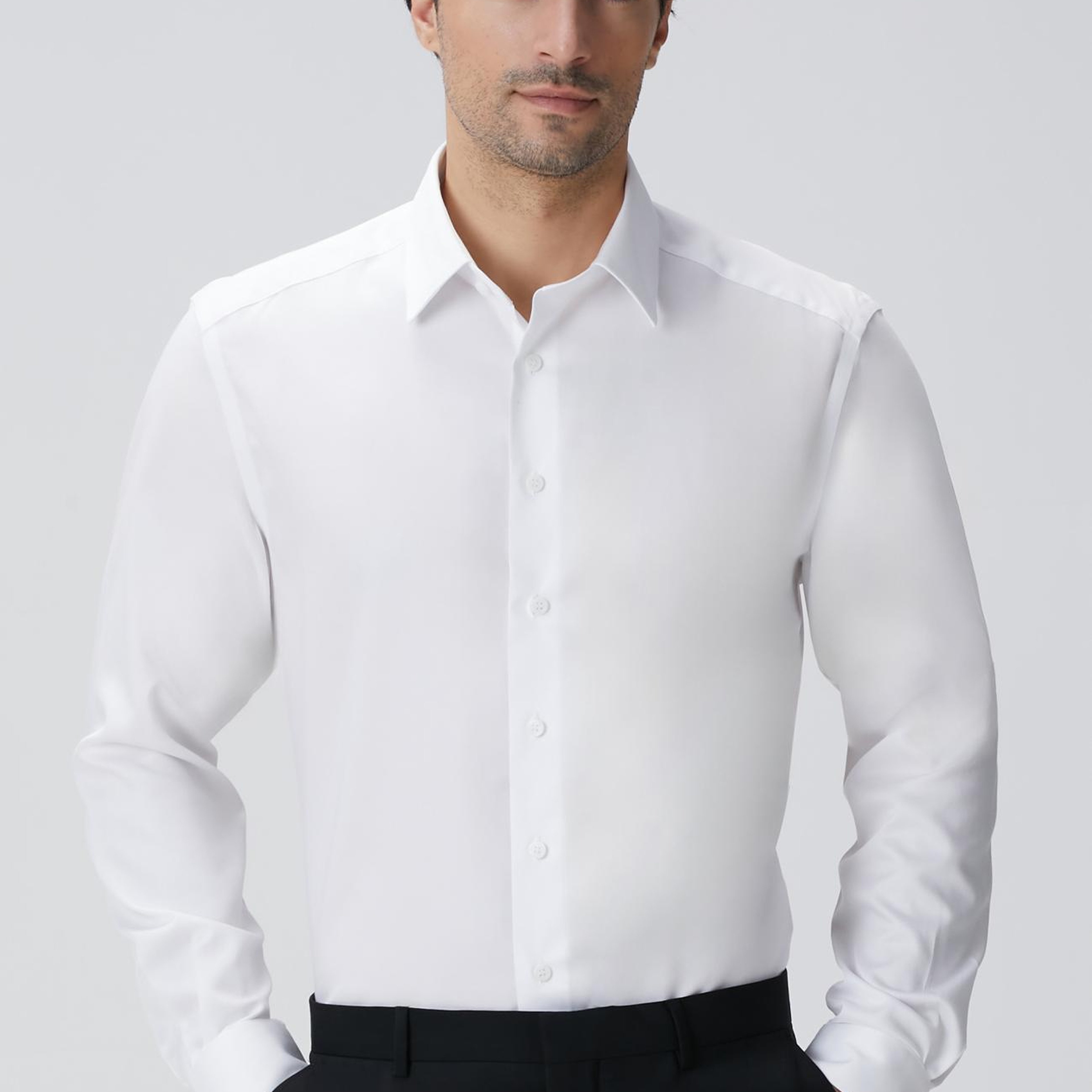 Network Erkek Non-Iron Beyaz Gömlek