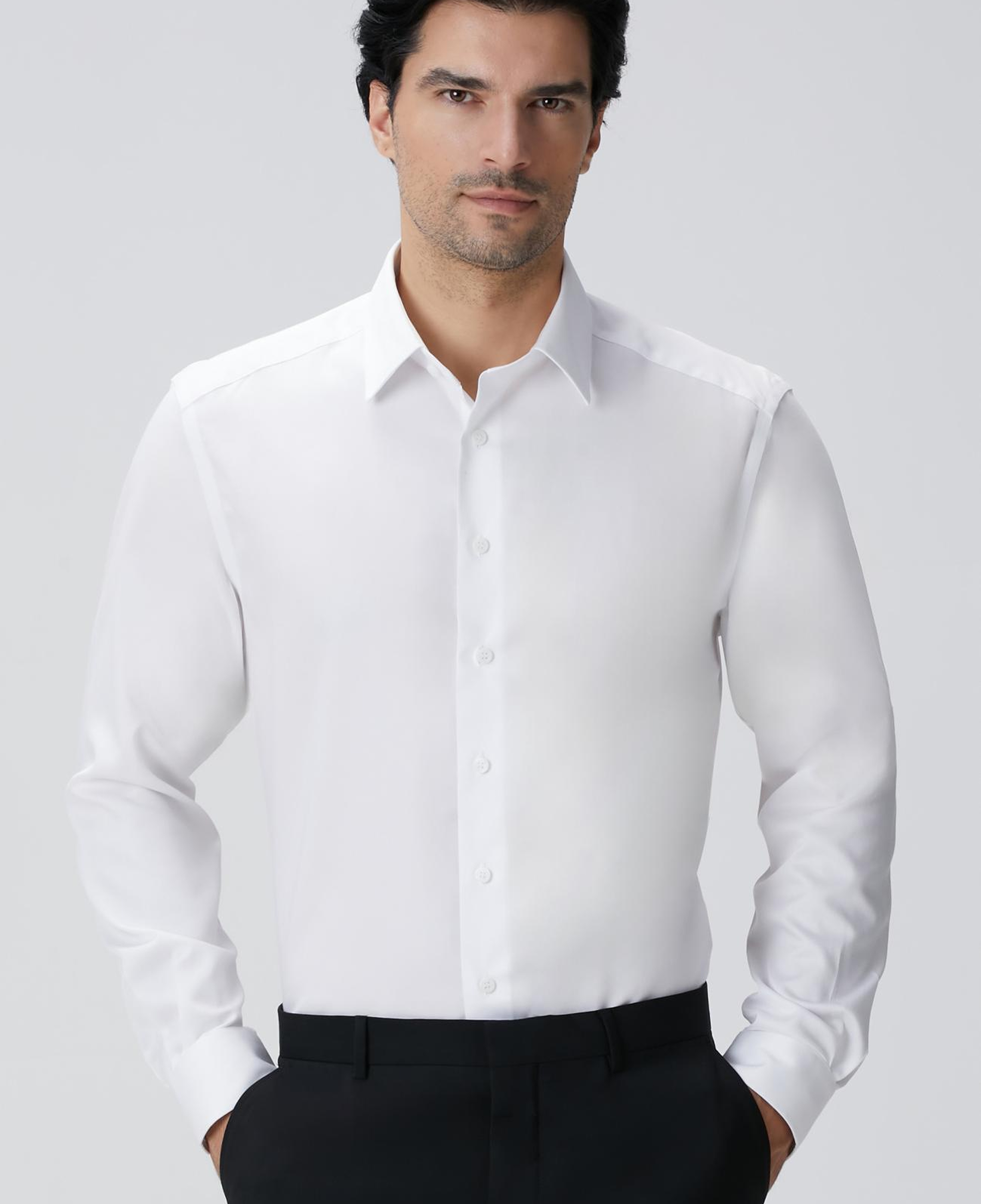 Network Erkek Non-Iron Beyaz Gömlek