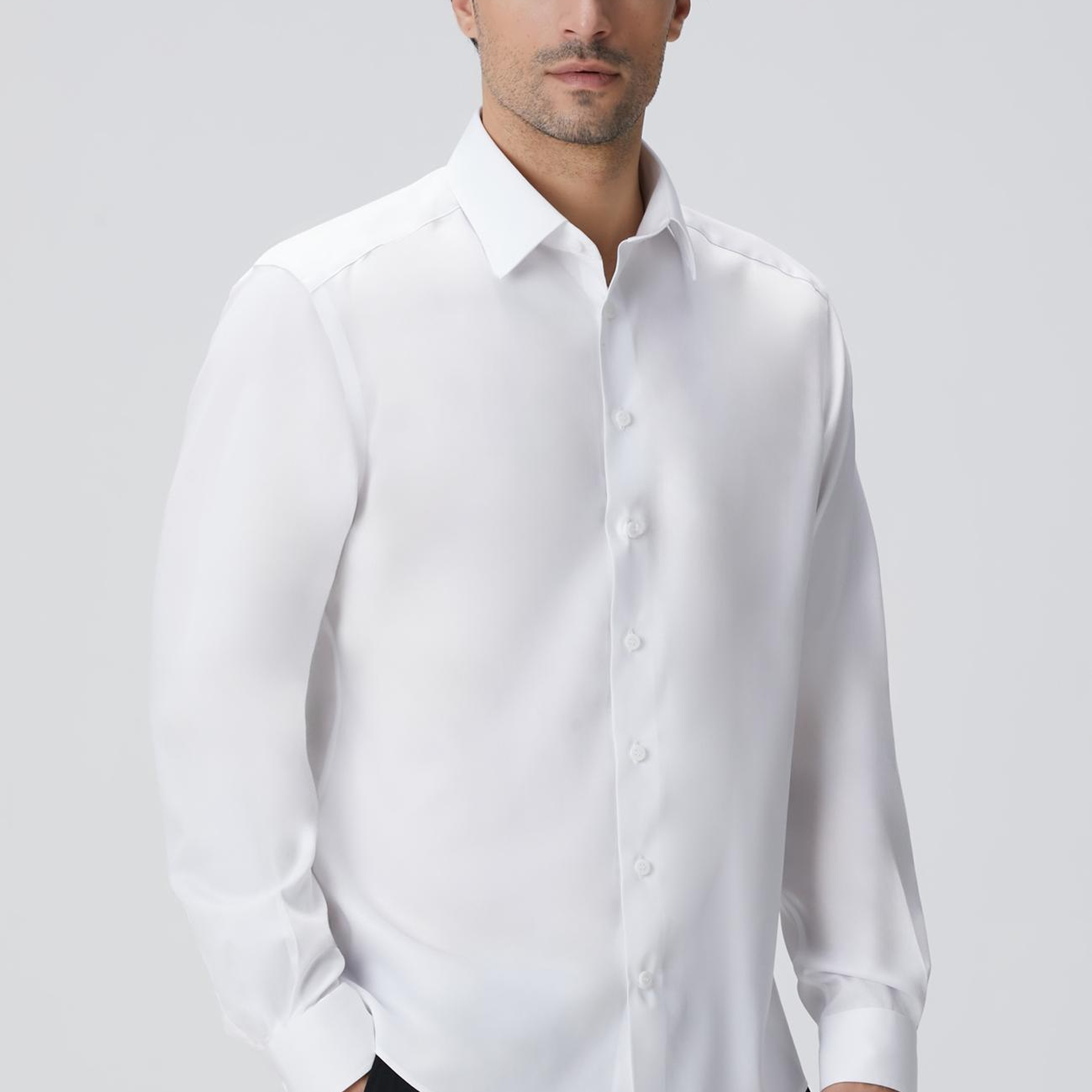 Network Erkek Non-Iron Beyaz Gömlek
