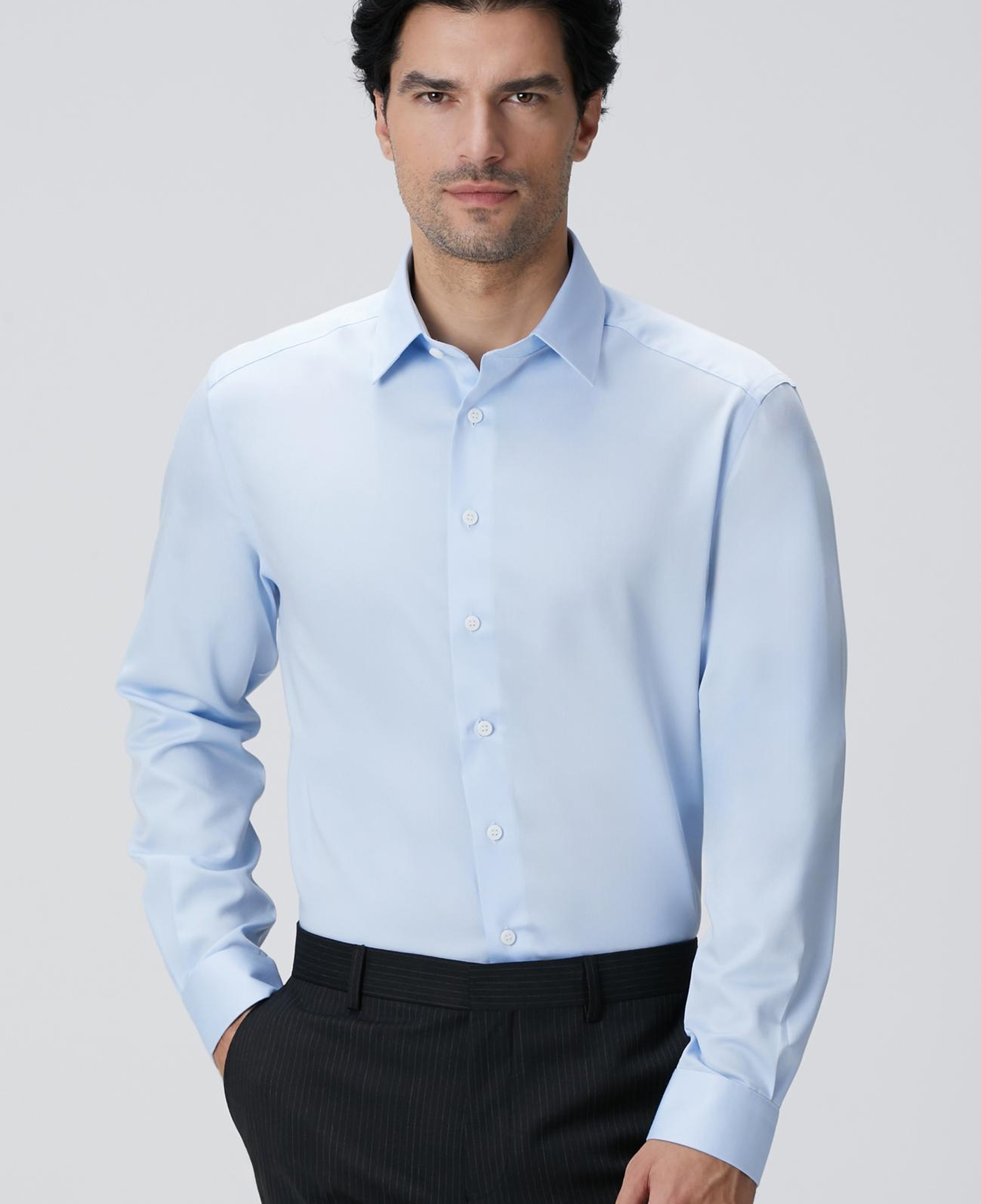 Network Erkek Non-Iron Açık Mavi Gömlek