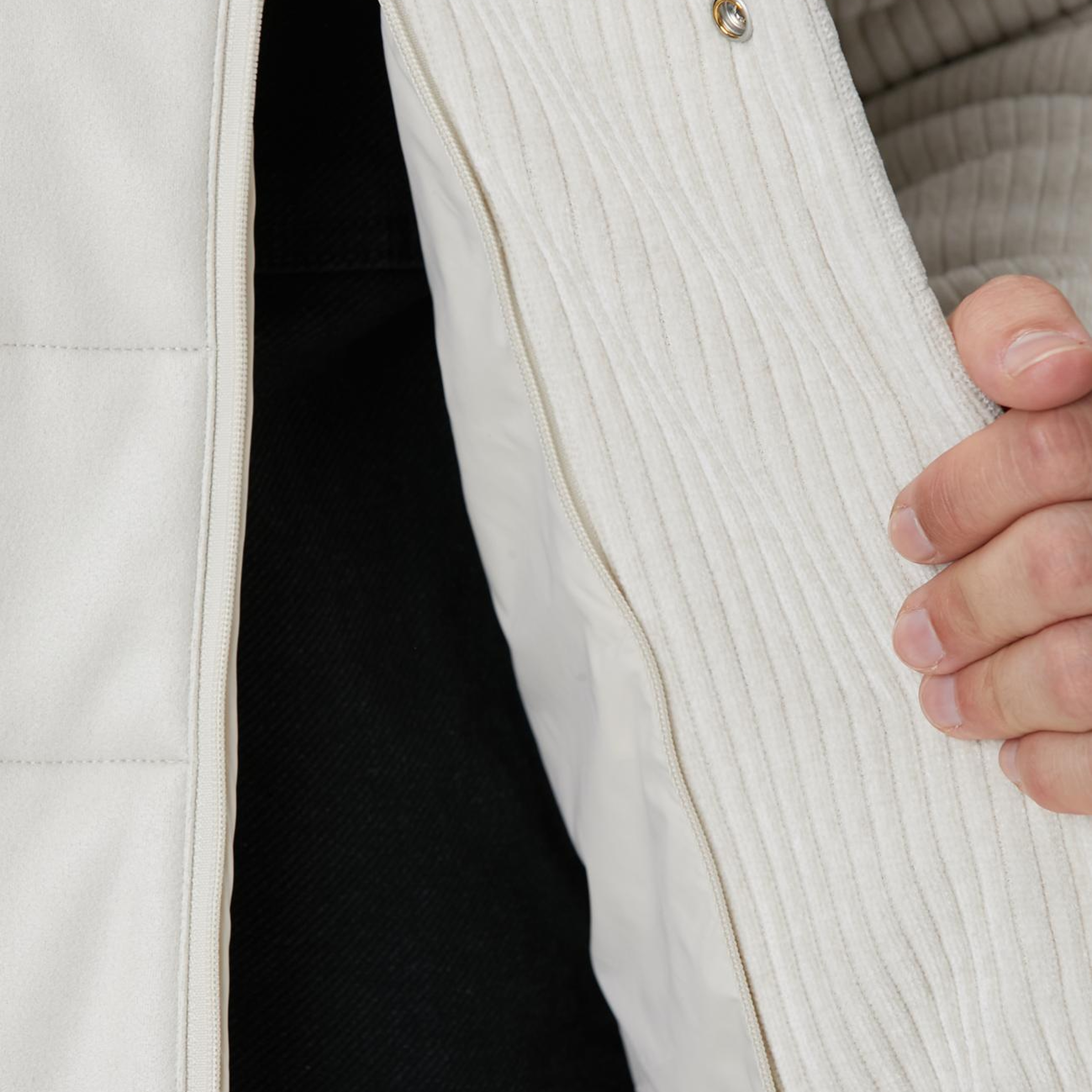 Network Erkek Kırık Beyaz Fitilli Kadife Puffer Coat Ceket