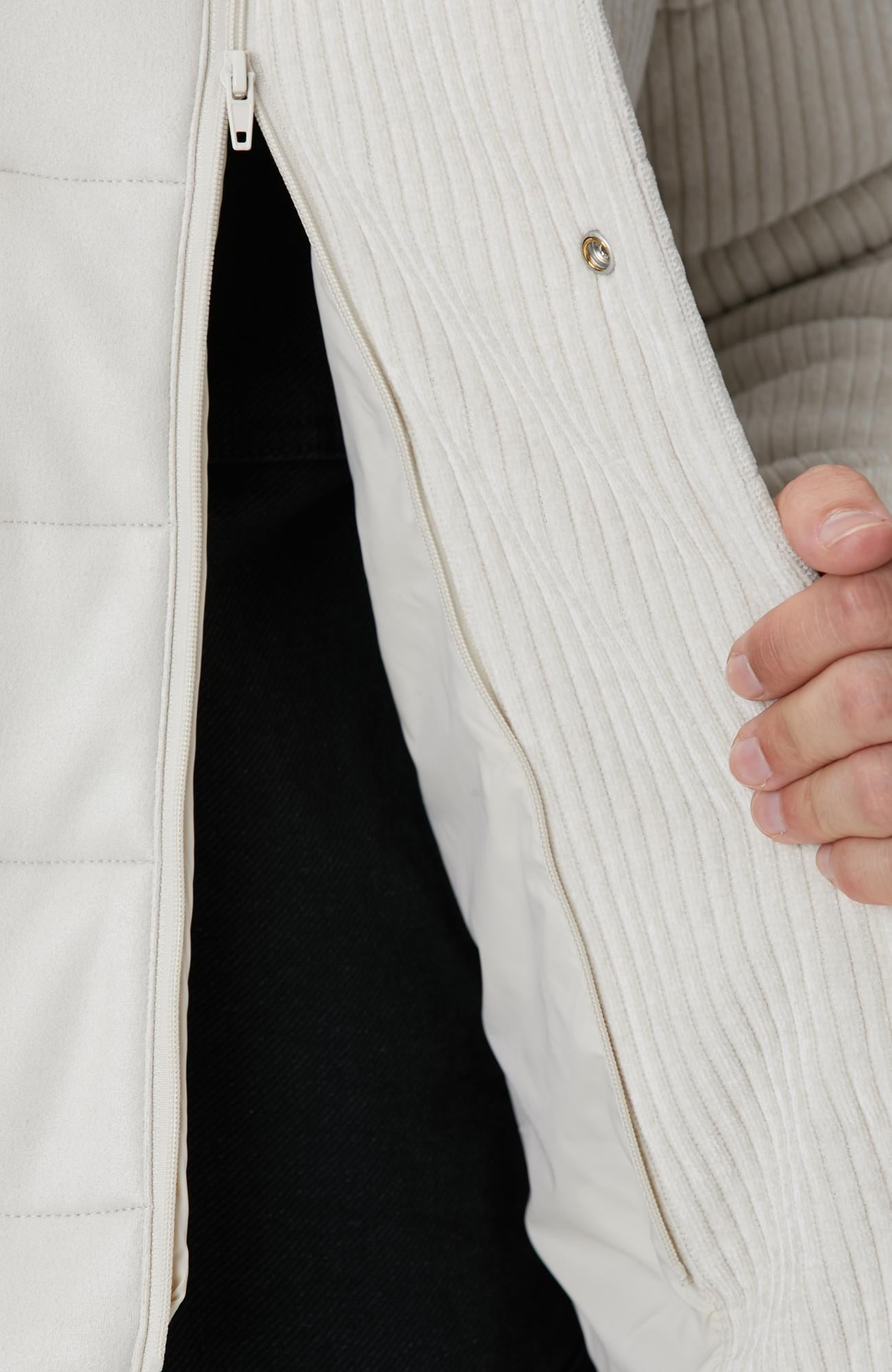 Network Erkek Kırık Beyaz Fitilli Kadife Puffer Coat Ceket