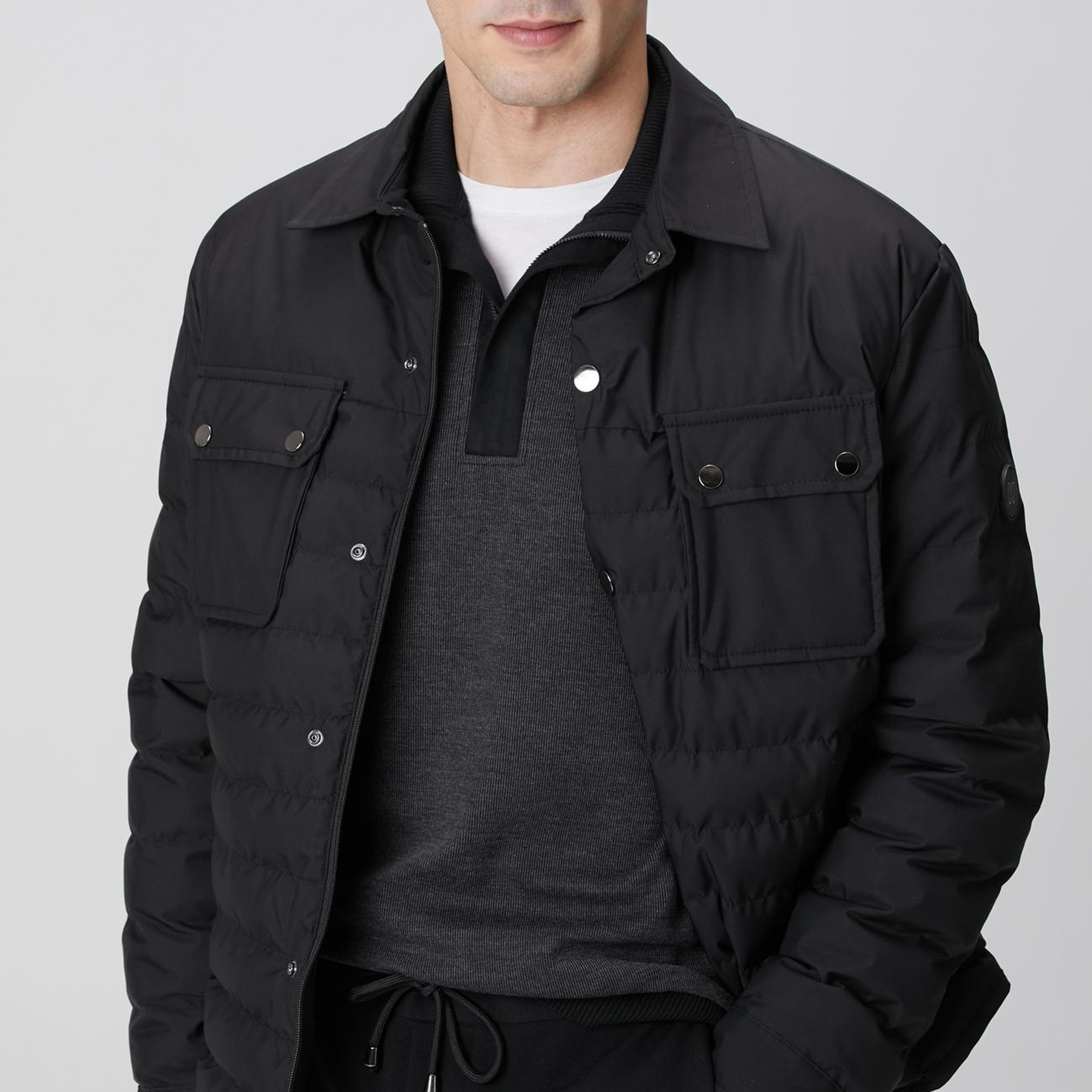 Network Erkek Siyah Yan Cep Detaylı Kapitone Coat Ceket