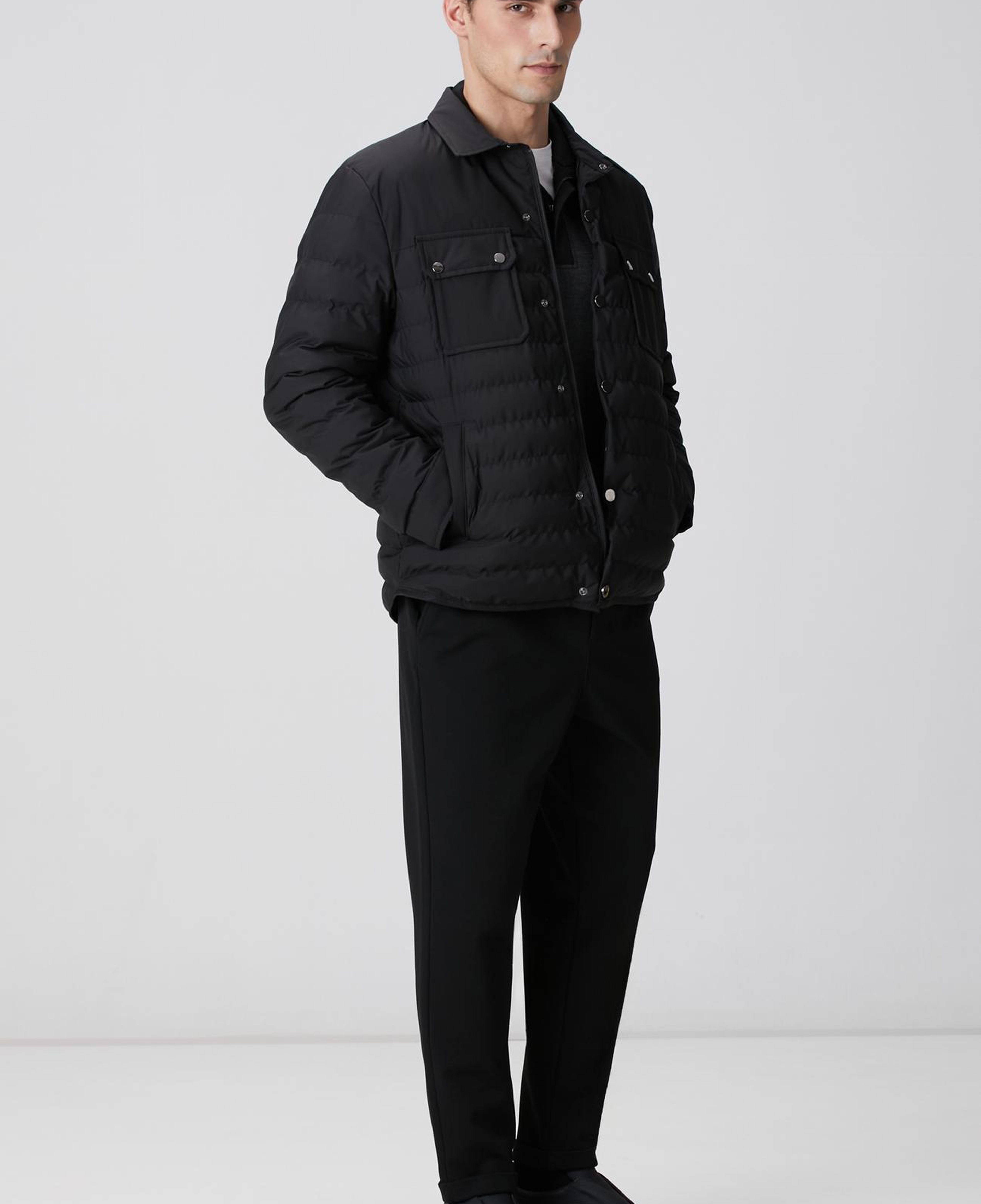 Network Erkek Siyah Yan Cep Detaylı Kapitone Coat Ceket