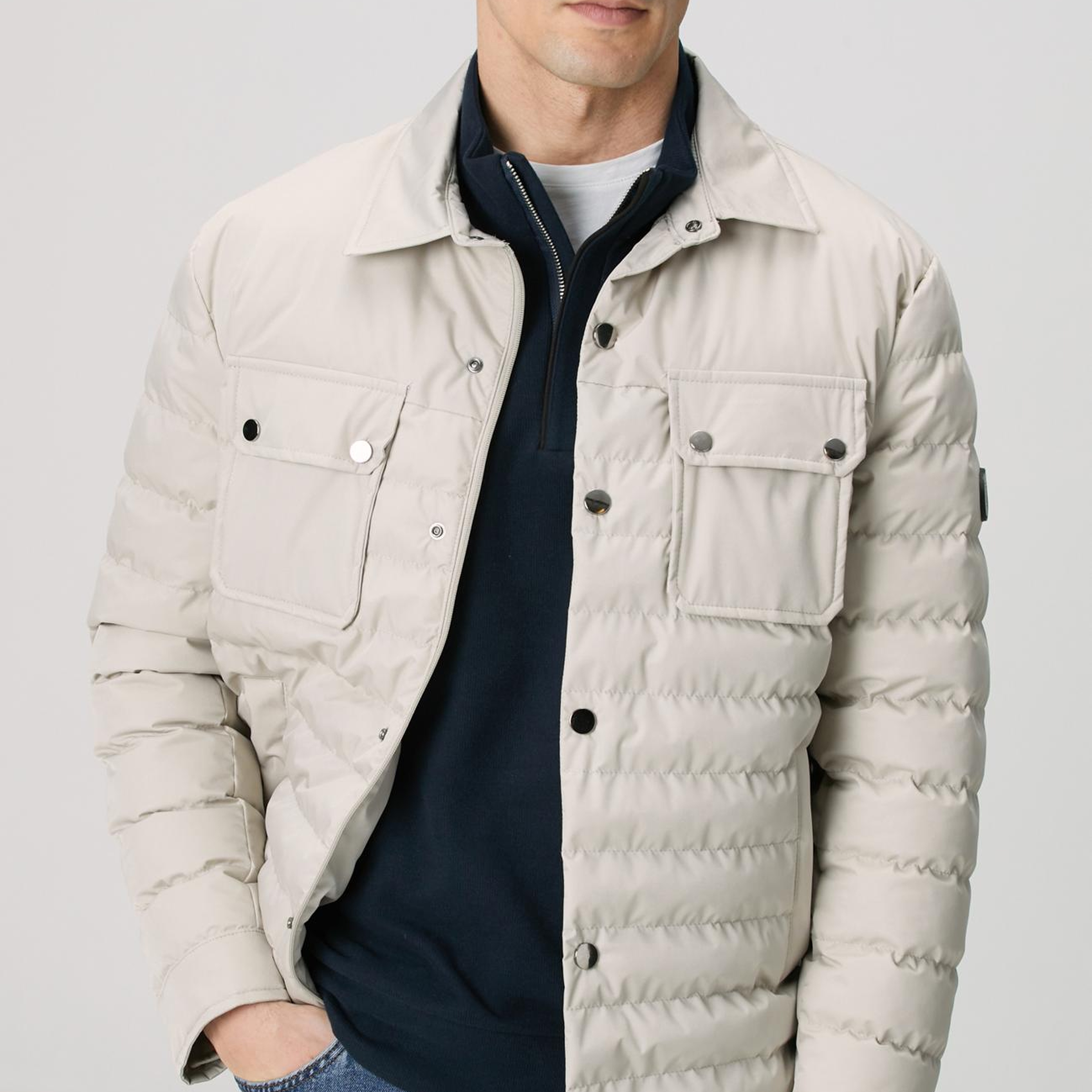 Network Erkek Bej Yan Cep Detaylı Kapitone Coat Ceket