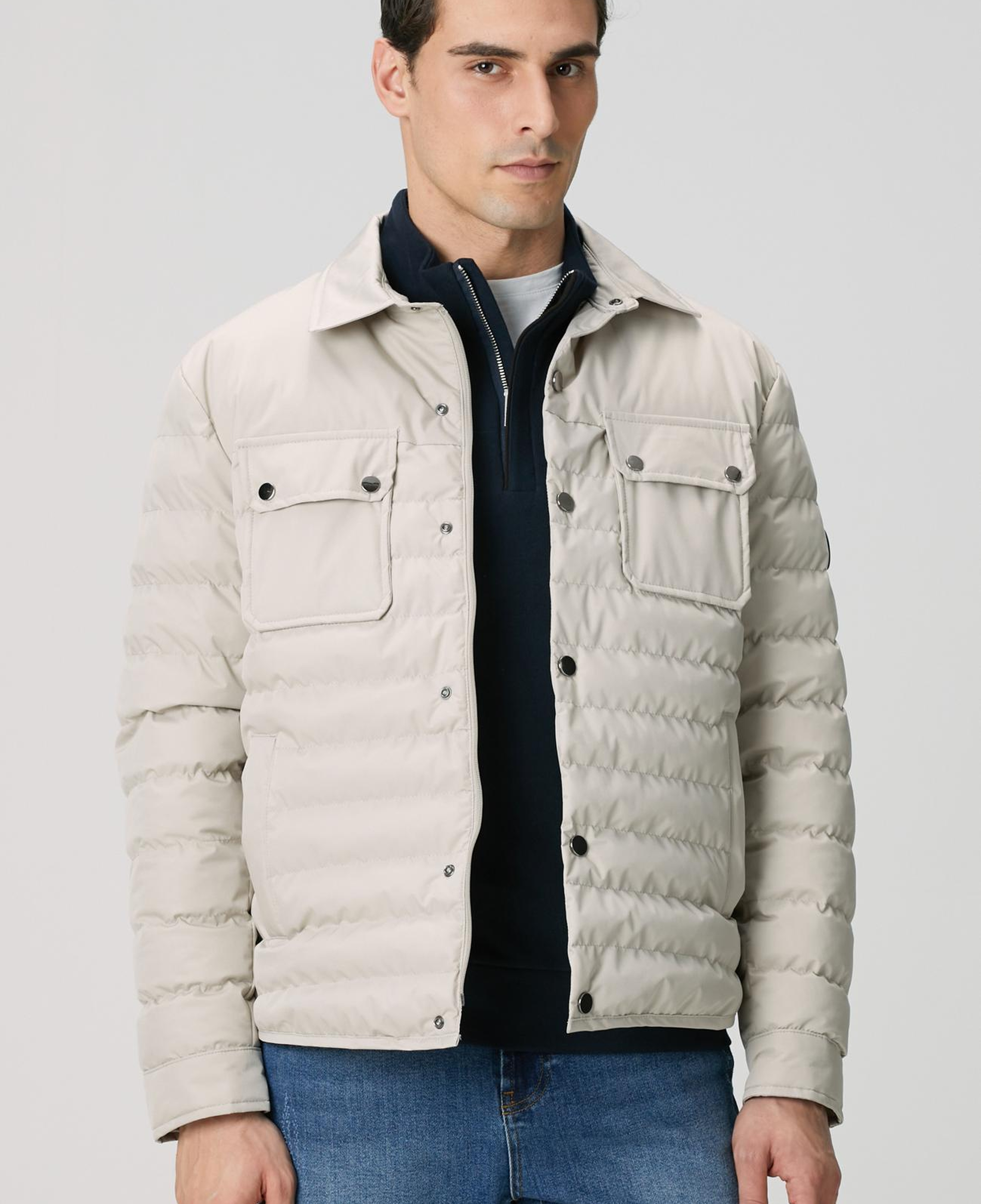 Network Erkek Bej Yan Cep Detaylı Kapitone Coat Ceket