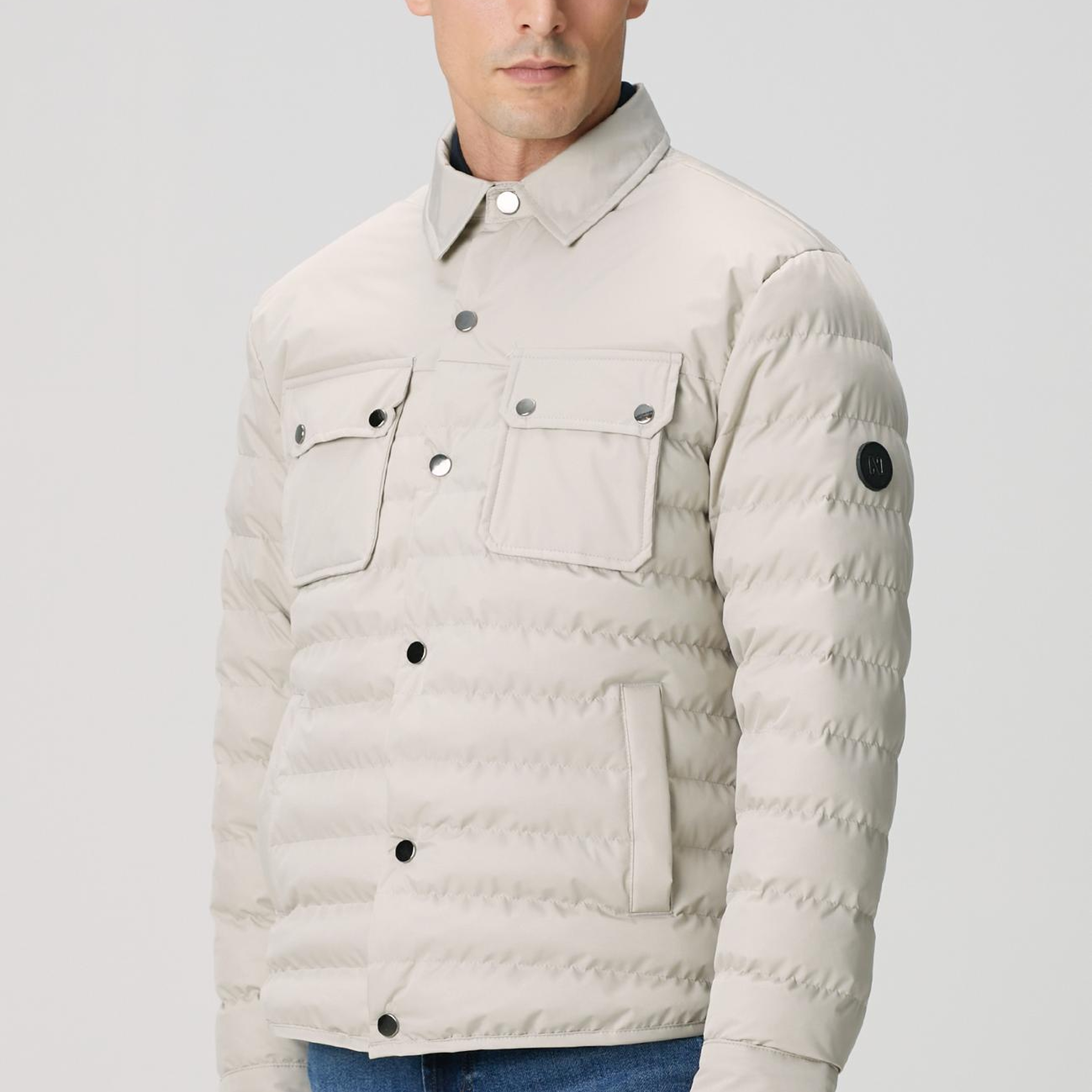 Network Erkek Bej Yan Cep Detaylı Kapitone Coat Ceket