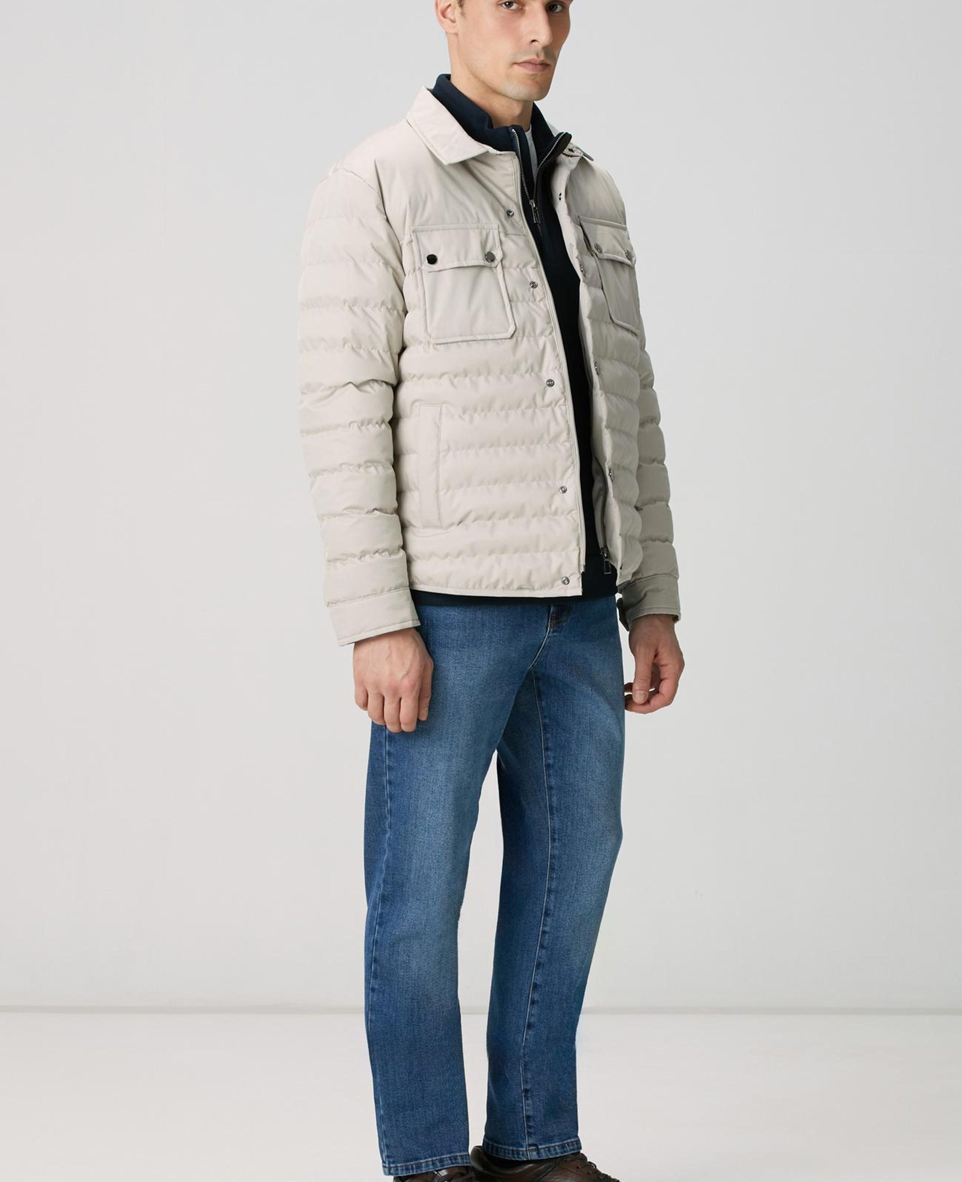 Network Erkek Bej Yan Cep Detaylı Kapitone Coat Ceket