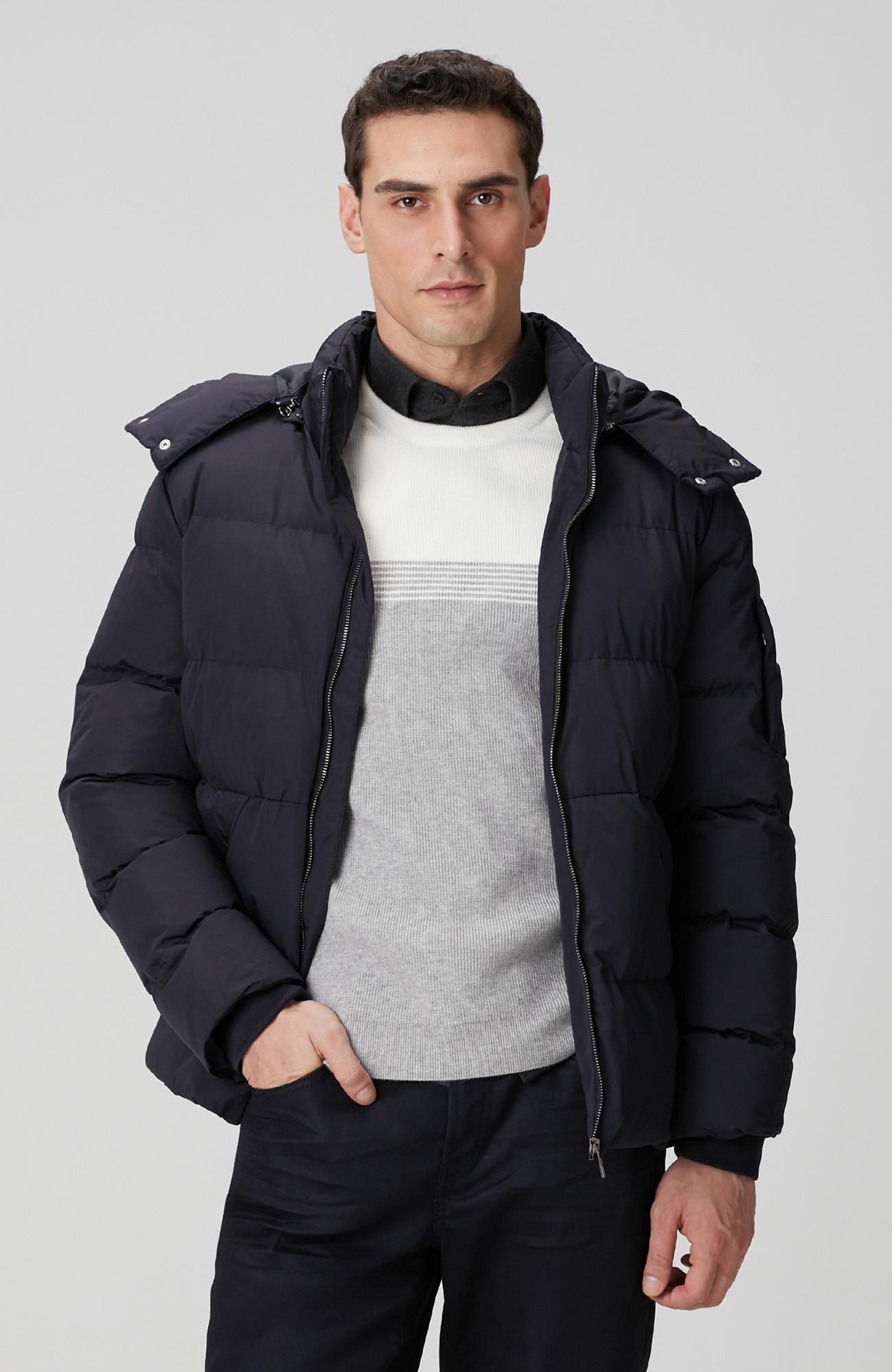 Network Erkek Lacivert Kapüşonlu Kapitoneli Casual Kaban