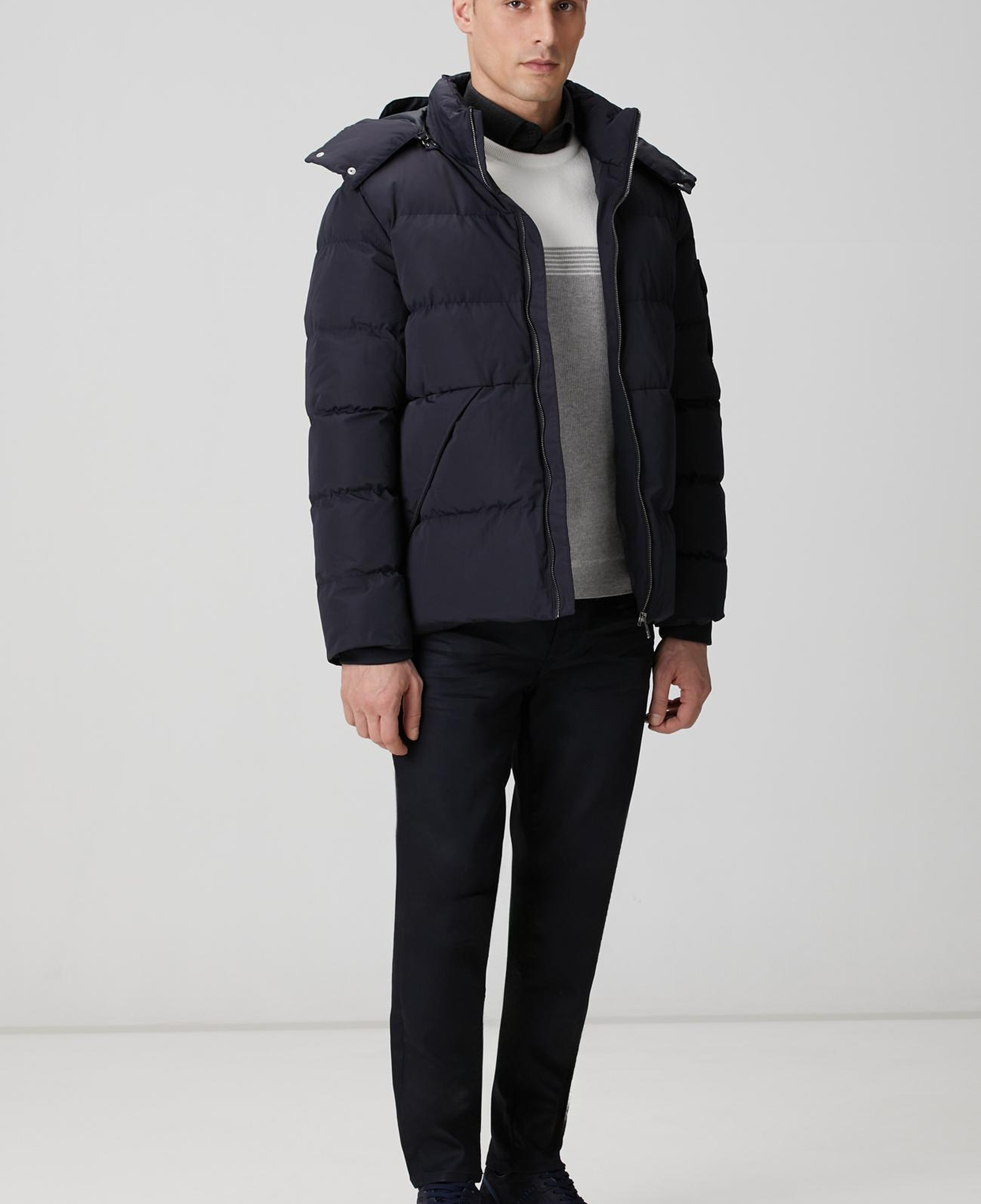 Network Erkek Lacivert Kapüşonlu Kapitoneli Casual Kaban