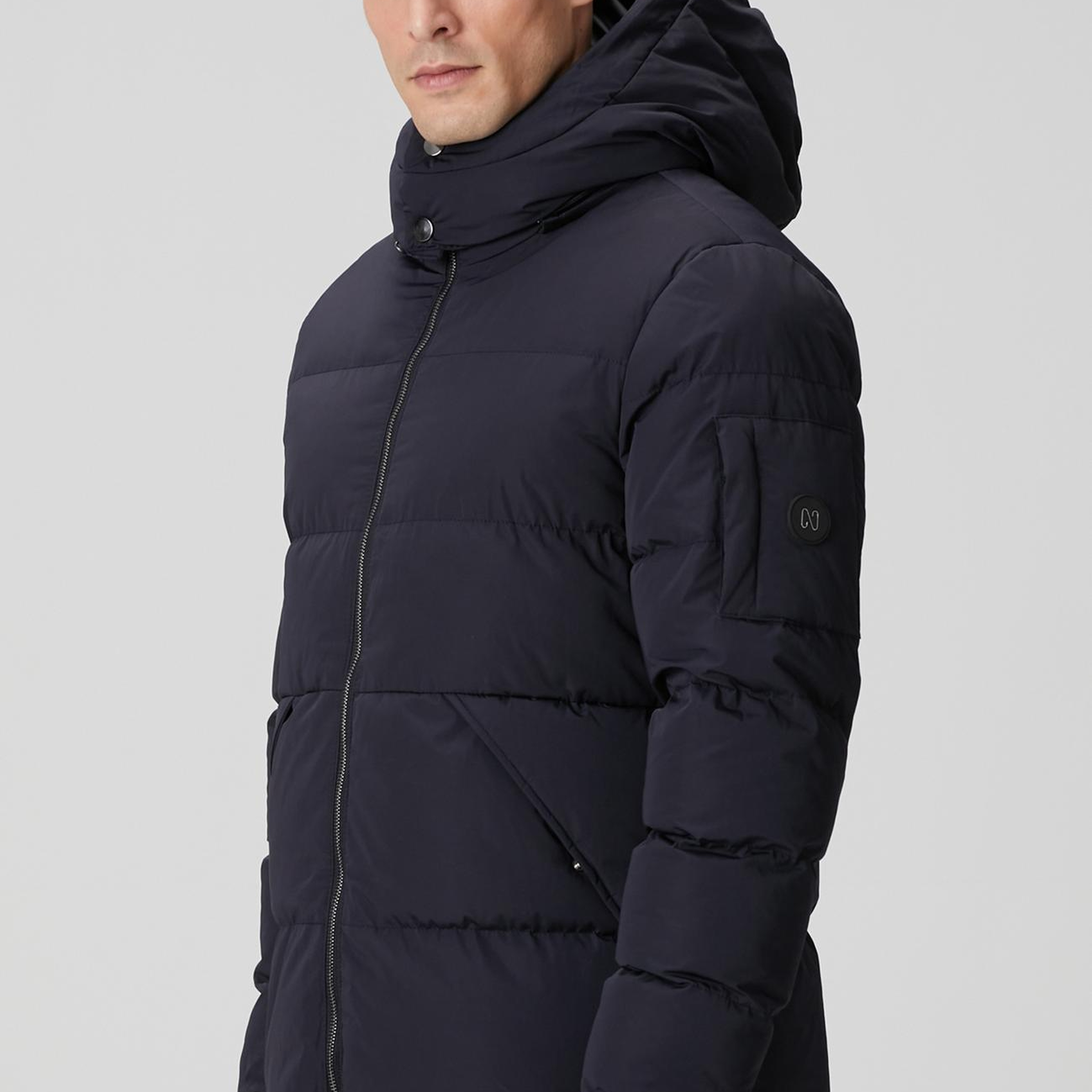 Network Erkek Lacivert Kapüşonlu Kapitoneli Casual Kaban