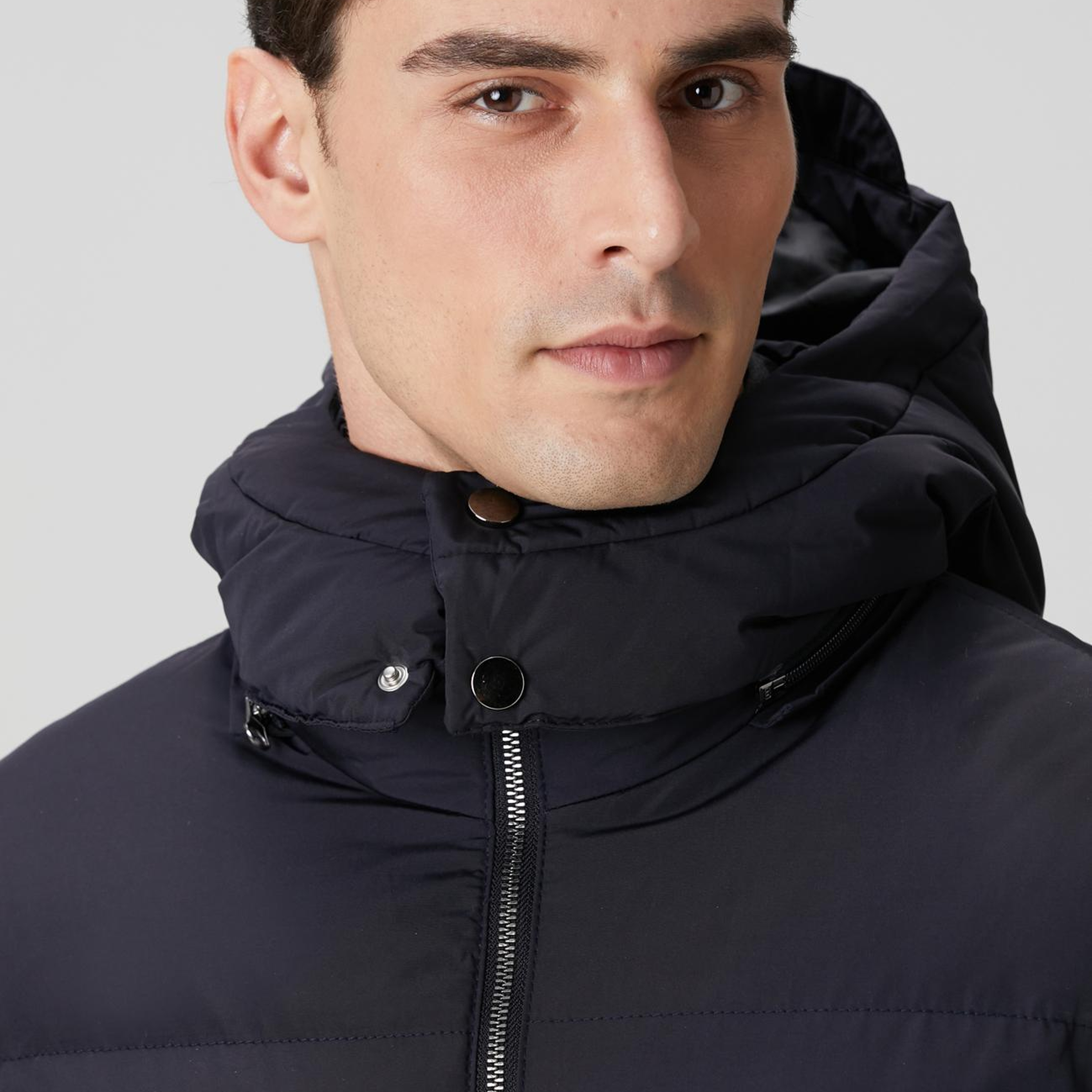 Network Erkek Lacivert Kapüşonlu Kapitoneli Casual Kaban