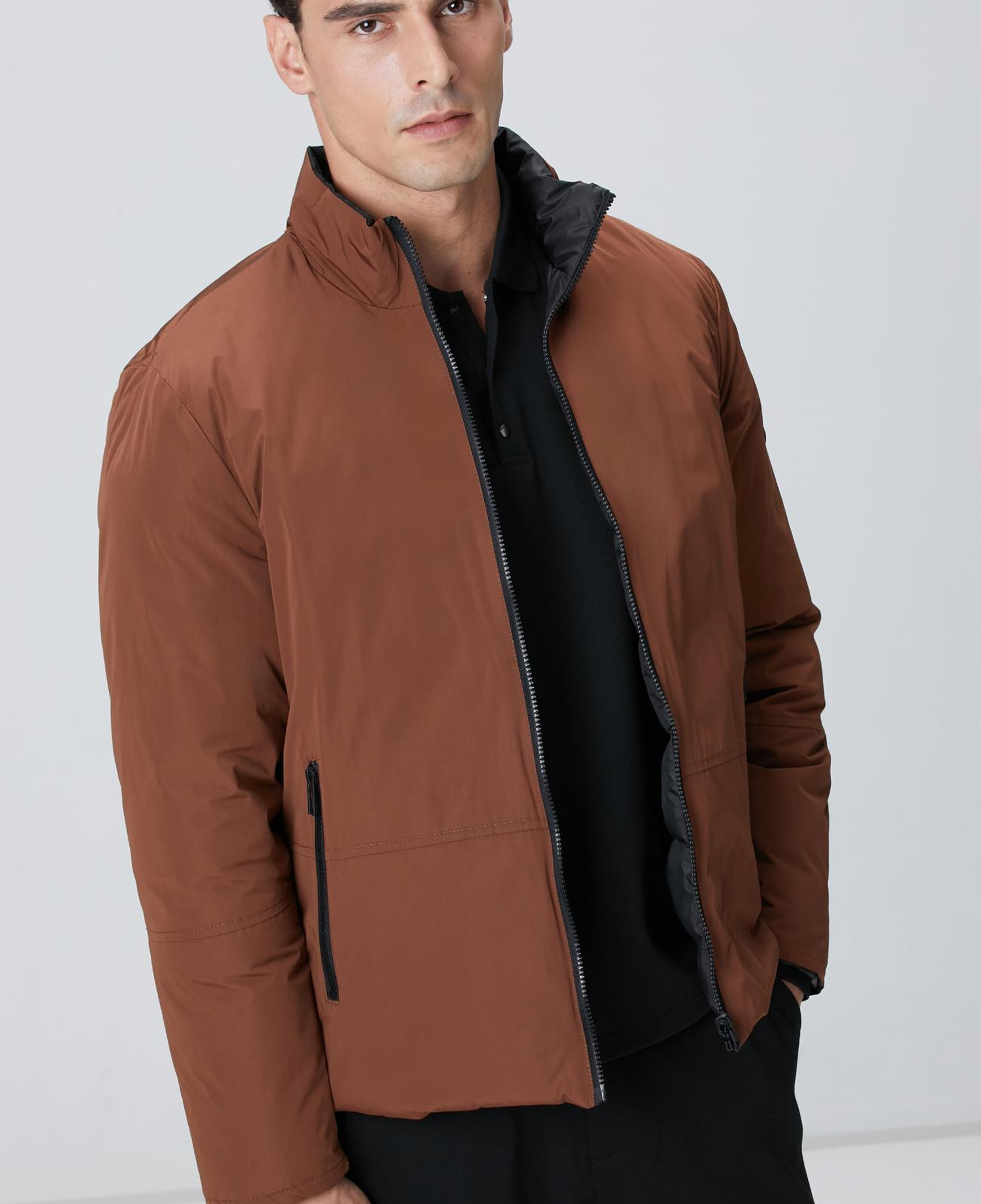 Network Erkek Siyah Kahverengi Çift Taraflı Mont