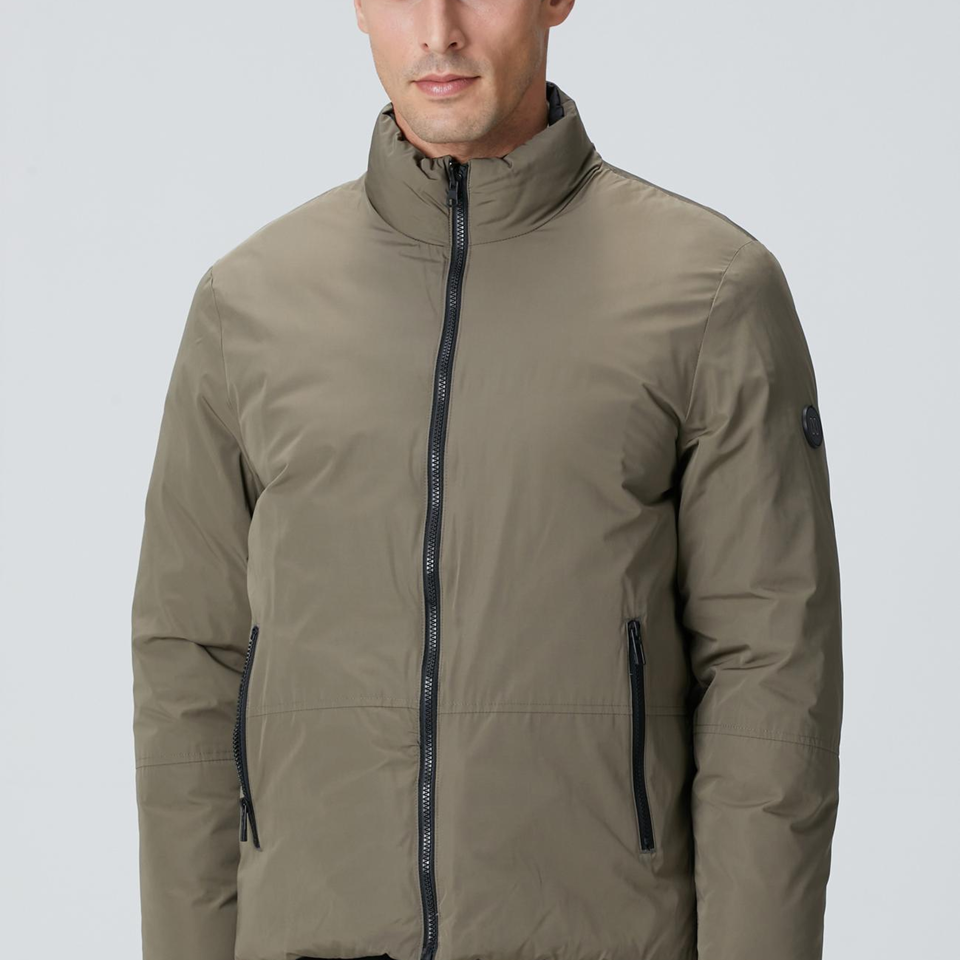 Network Erkek Haki Dik Yaka Çift Taraflı Mont