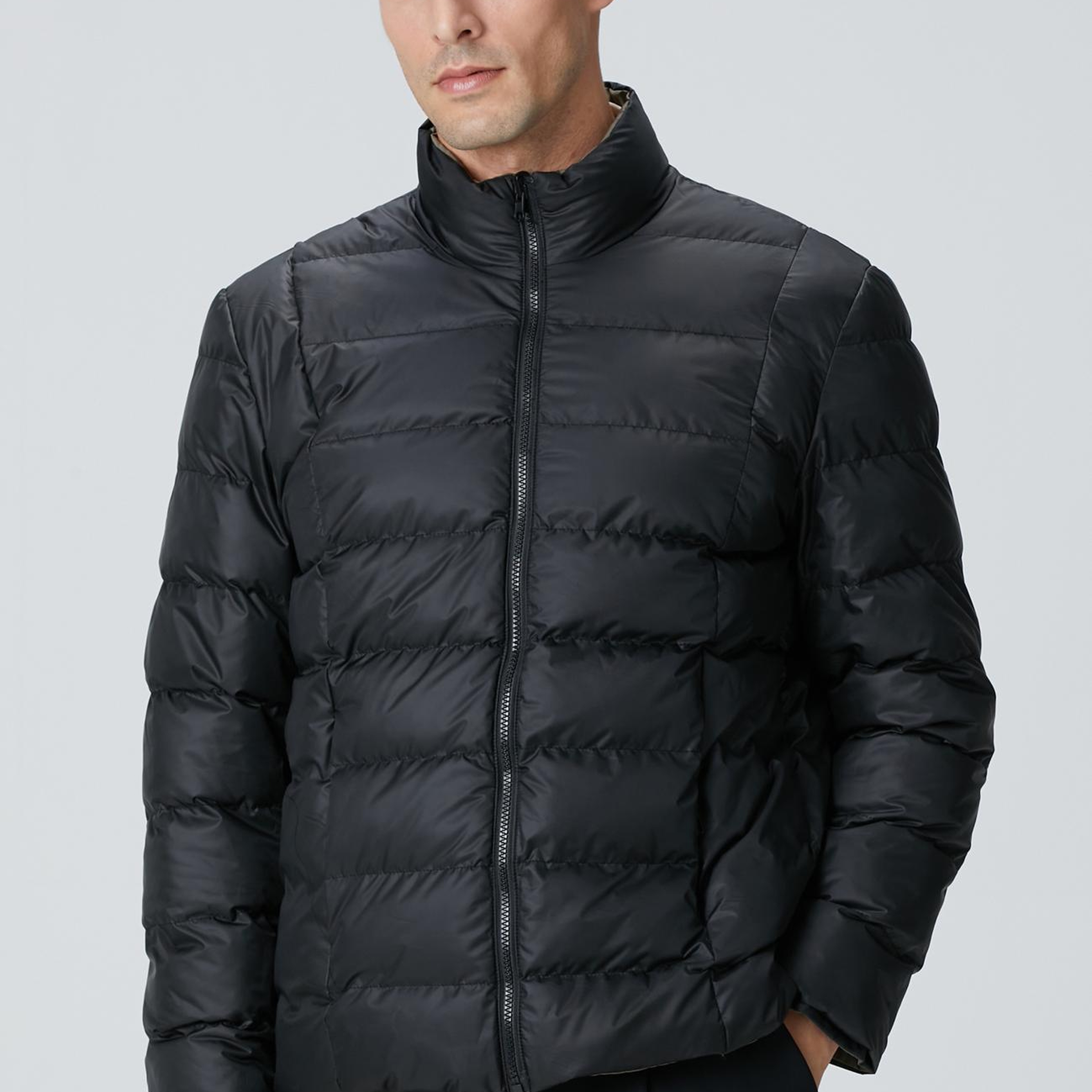 Network Erkek Haki Dik Yaka Çift Taraflı Mont