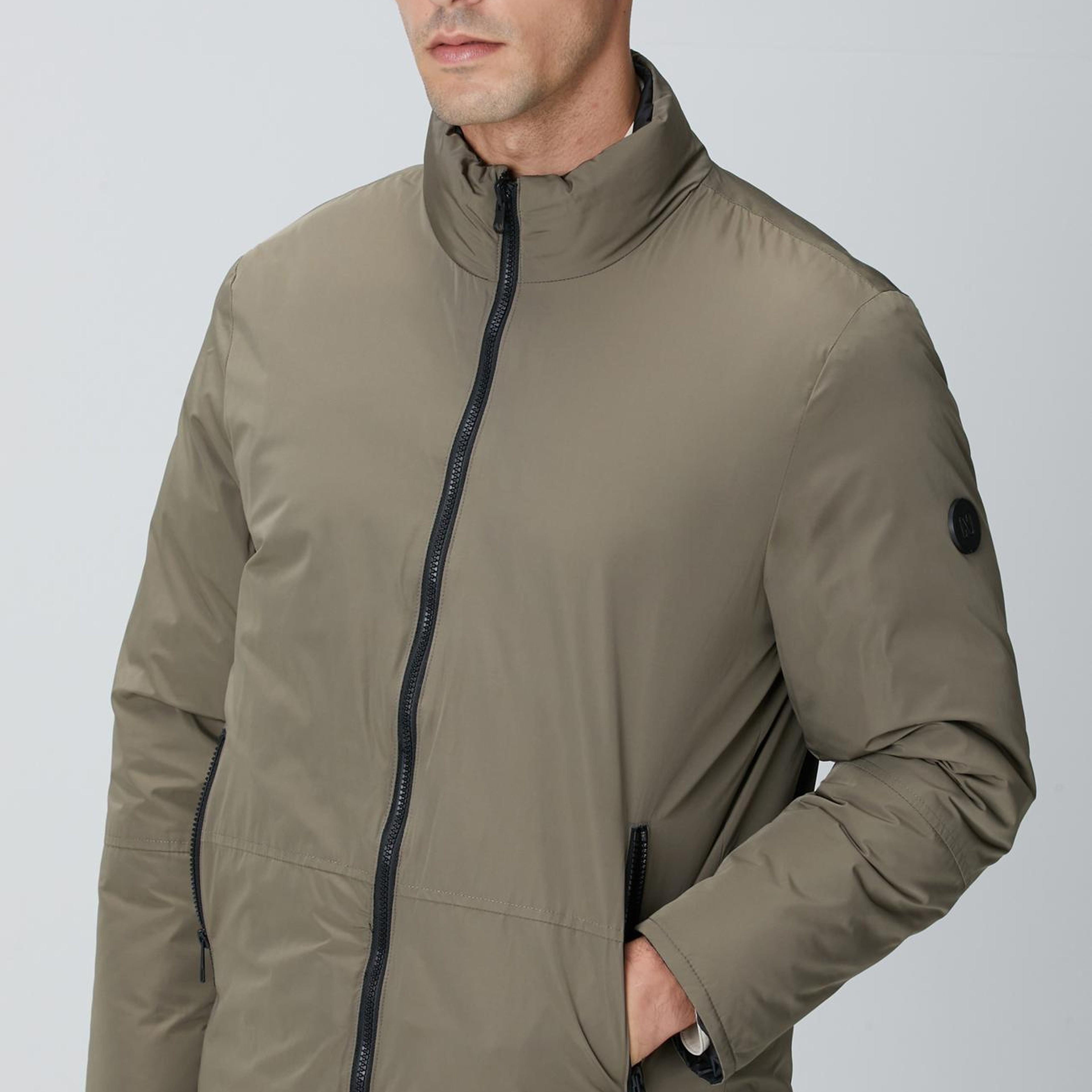 Network Erkek Haki Dik Yaka Çift Taraflı Mont