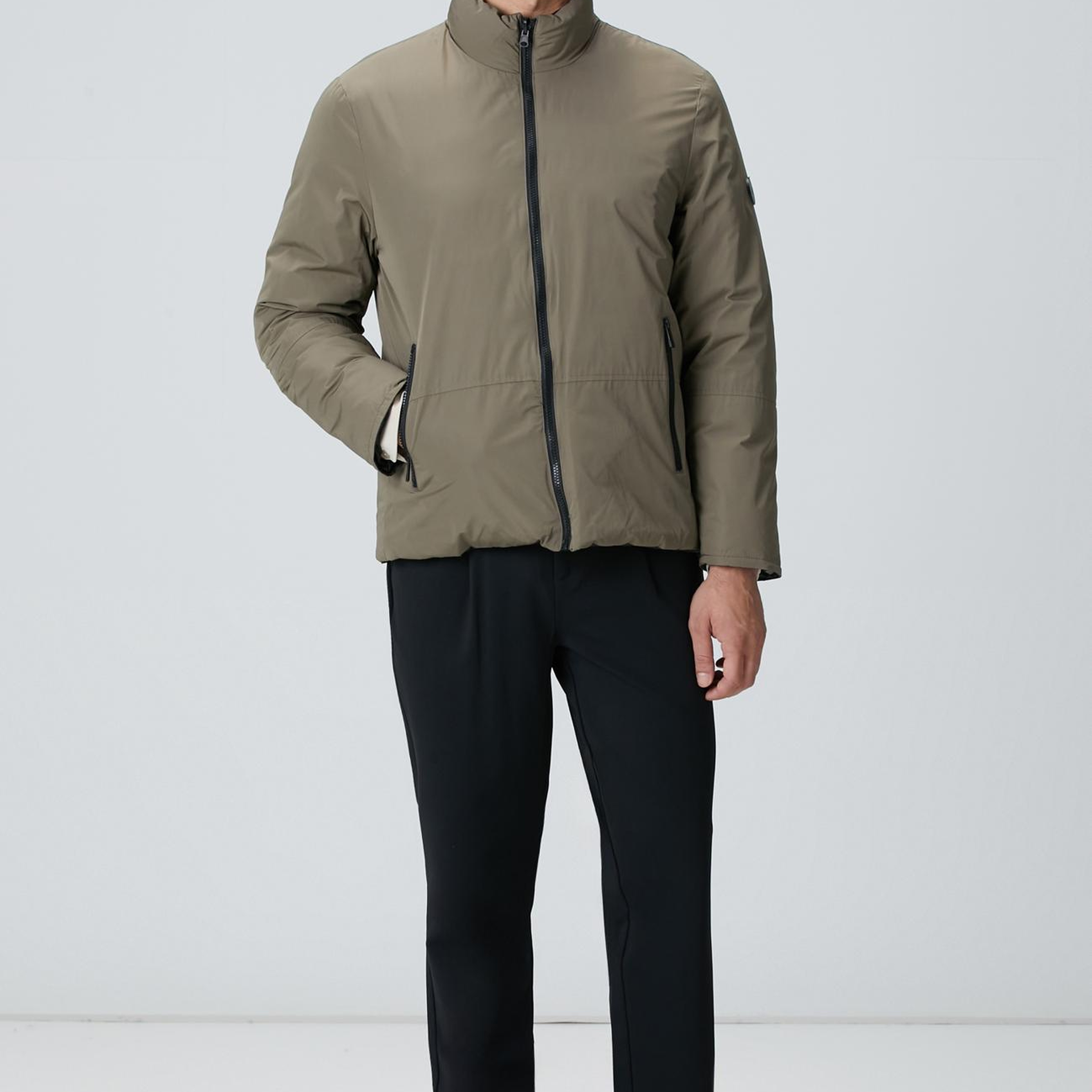 Network Erkek Haki Dik Yaka Çift Taraflı Mont