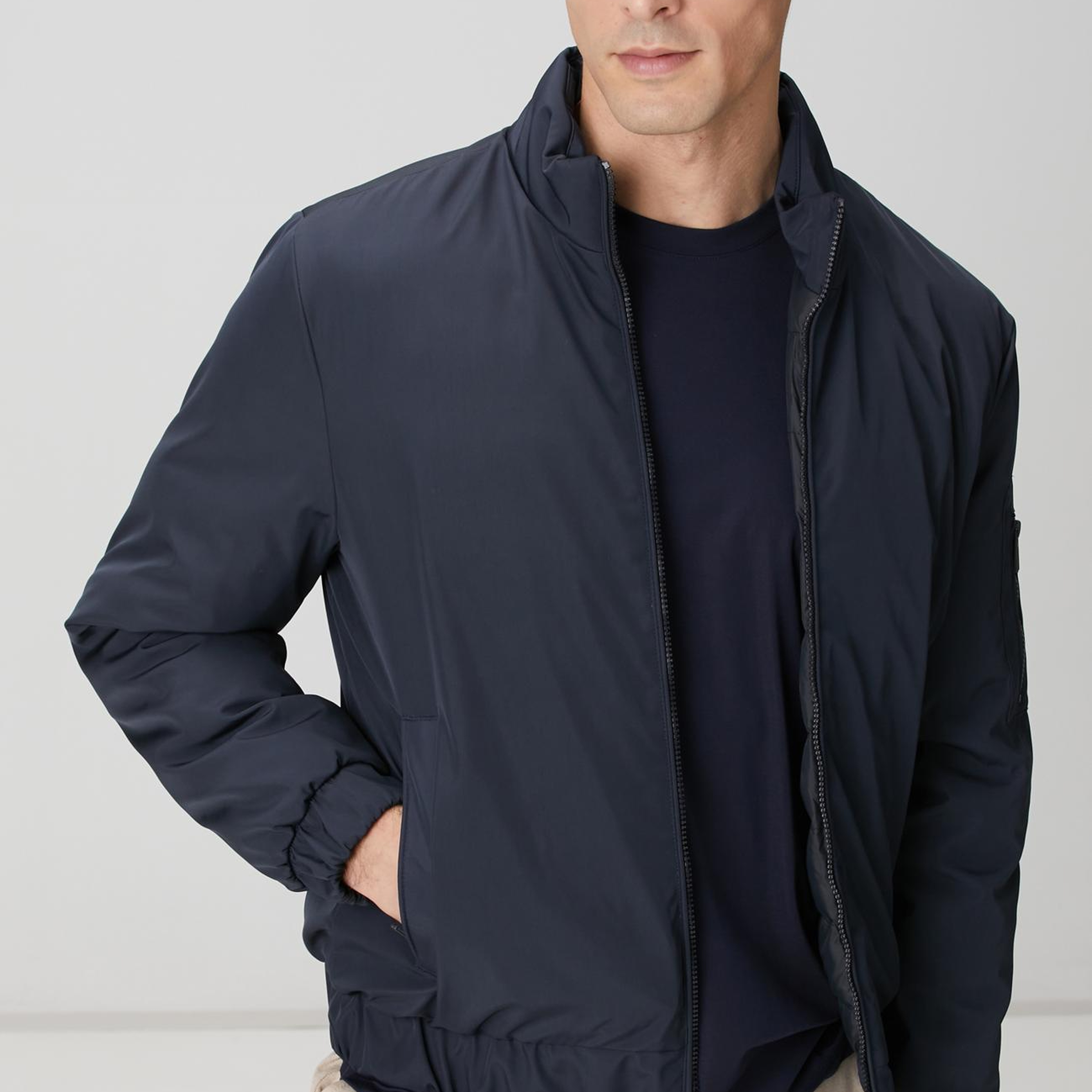 Network Erkek Lacivert Dik Yaka Su İtici Özellikli Mont