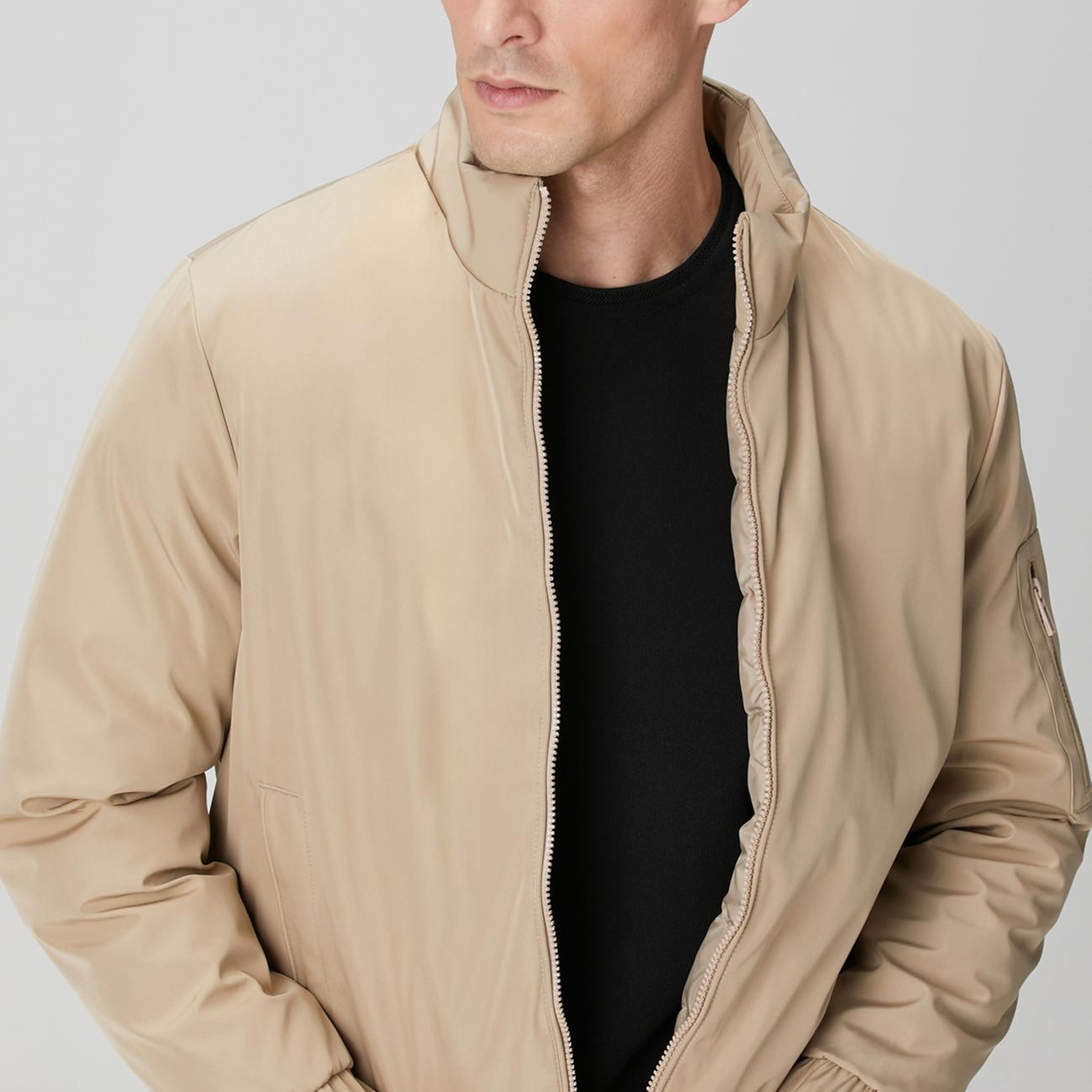 Network Erkek Koyu Bej Su İtici Özellikli Kapitoneli Mont