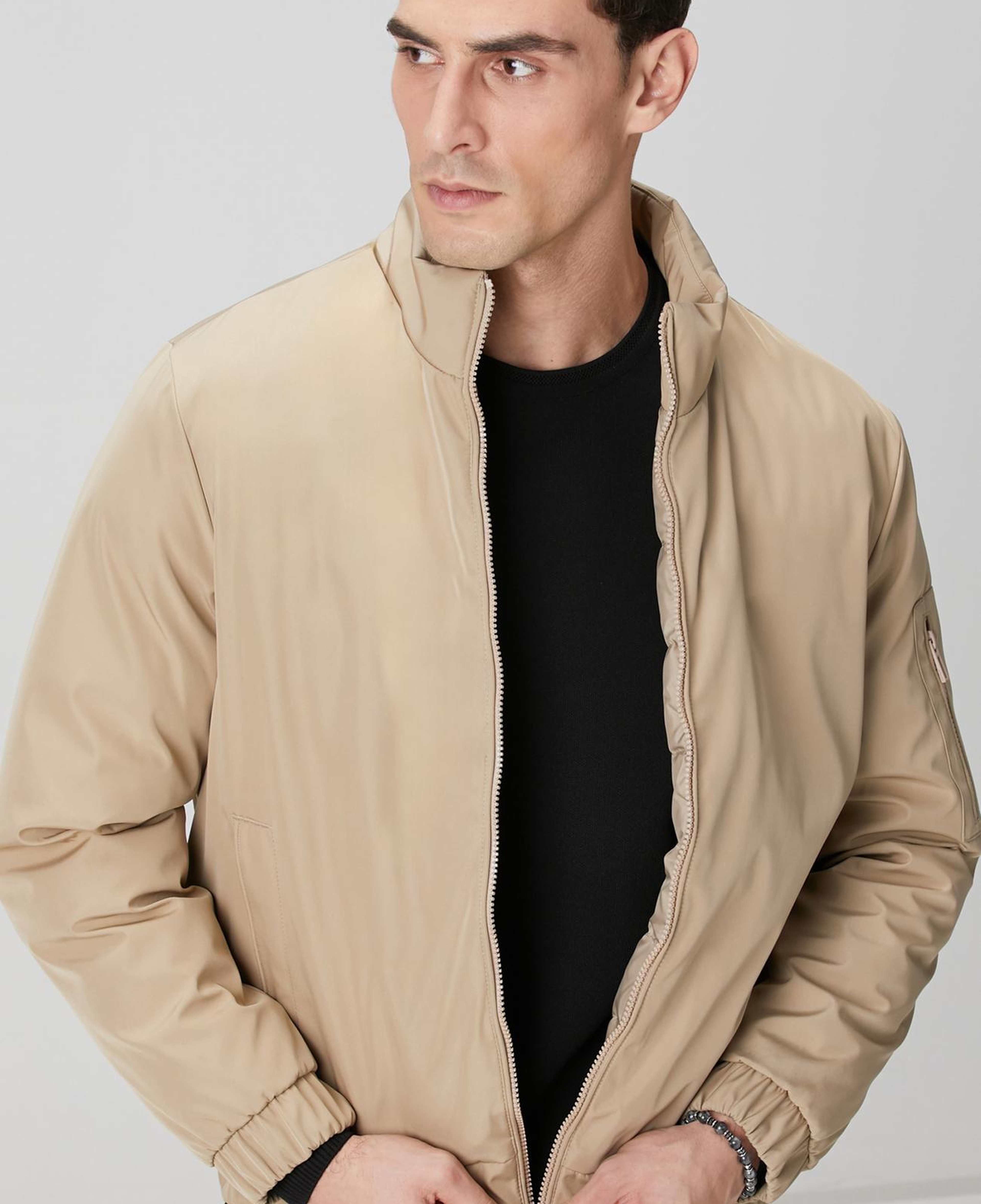 Network Erkek Koyu Bej Su İtici Özellikli Kapitoneli Mont