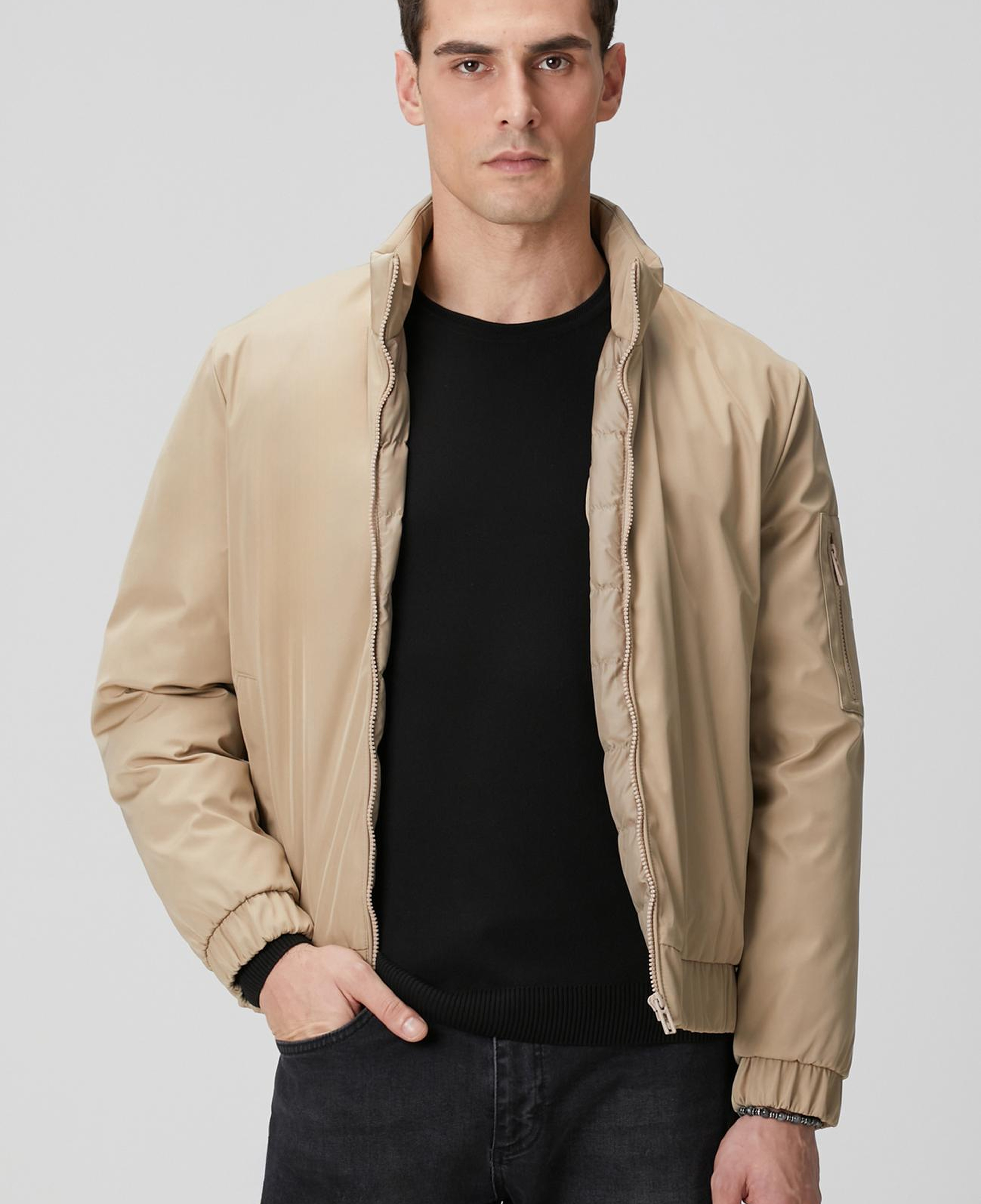 Network Erkek Koyu Bej Su İtici Özellikli Kapitoneli Mont