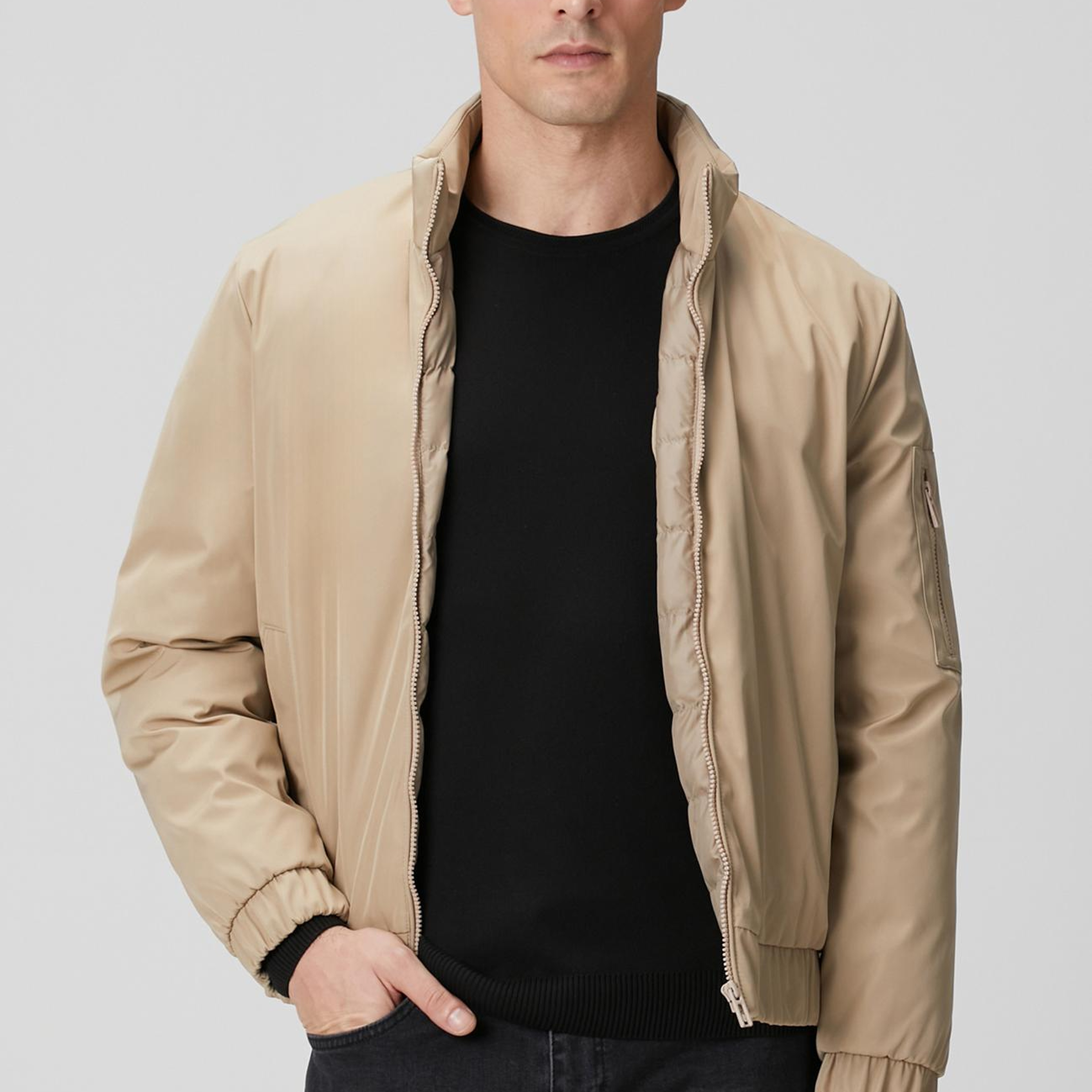 Network Erkek Koyu Bej Su İtici Özellikli Kapitoneli Mont