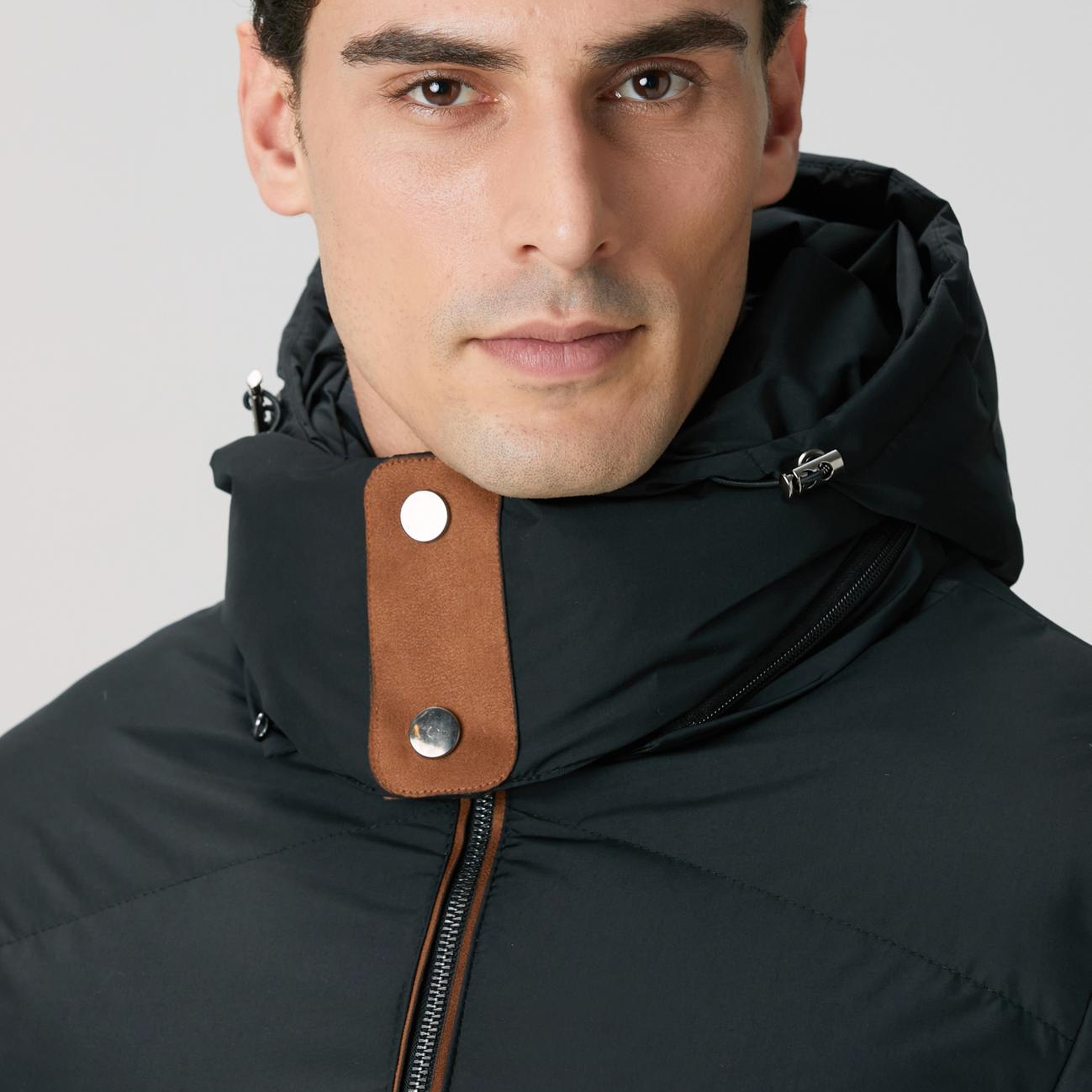 Network Erkek Siyah Su İtici Özellikli Deri Garnili Mont