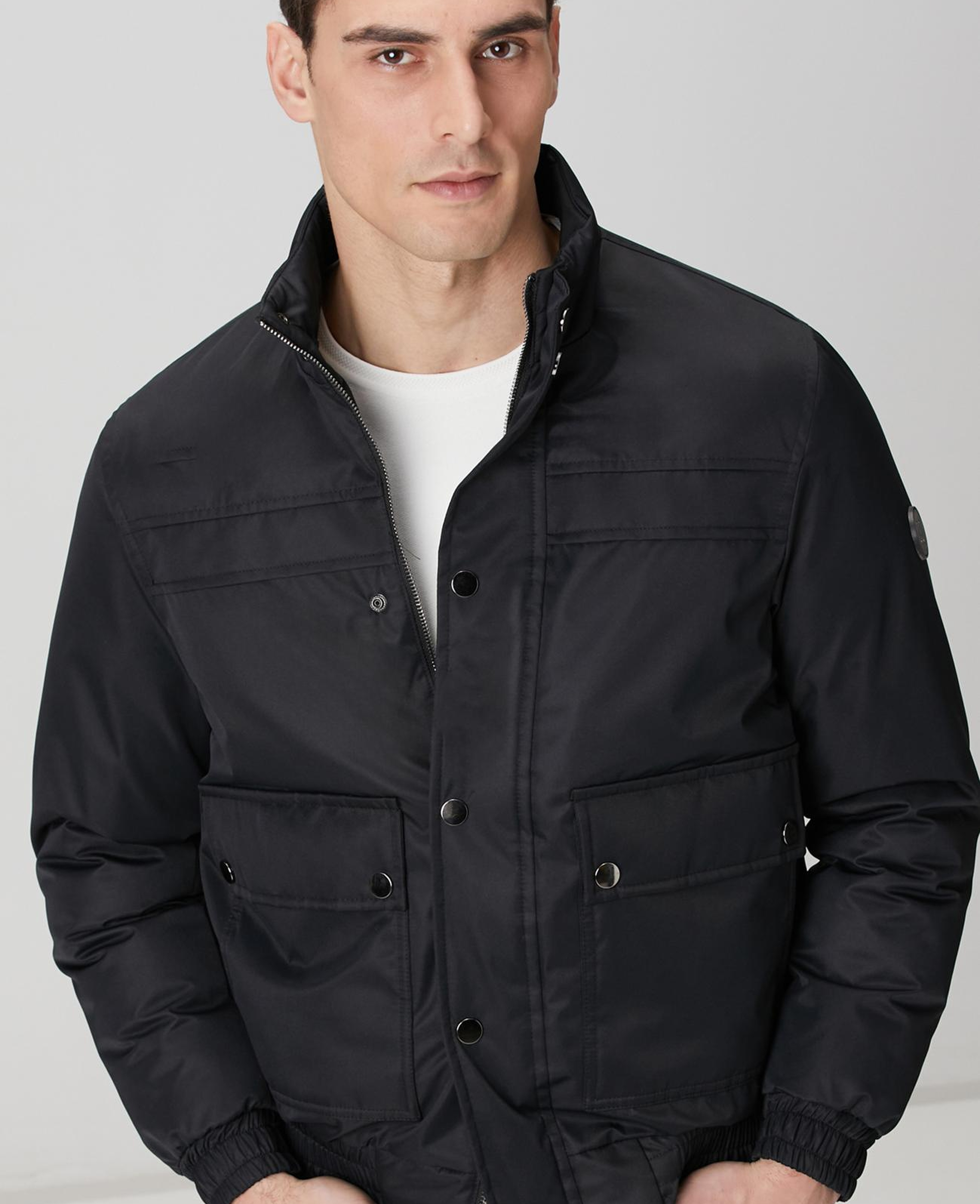 Network Erkek Siyah Körük Cep Detaylı Mont