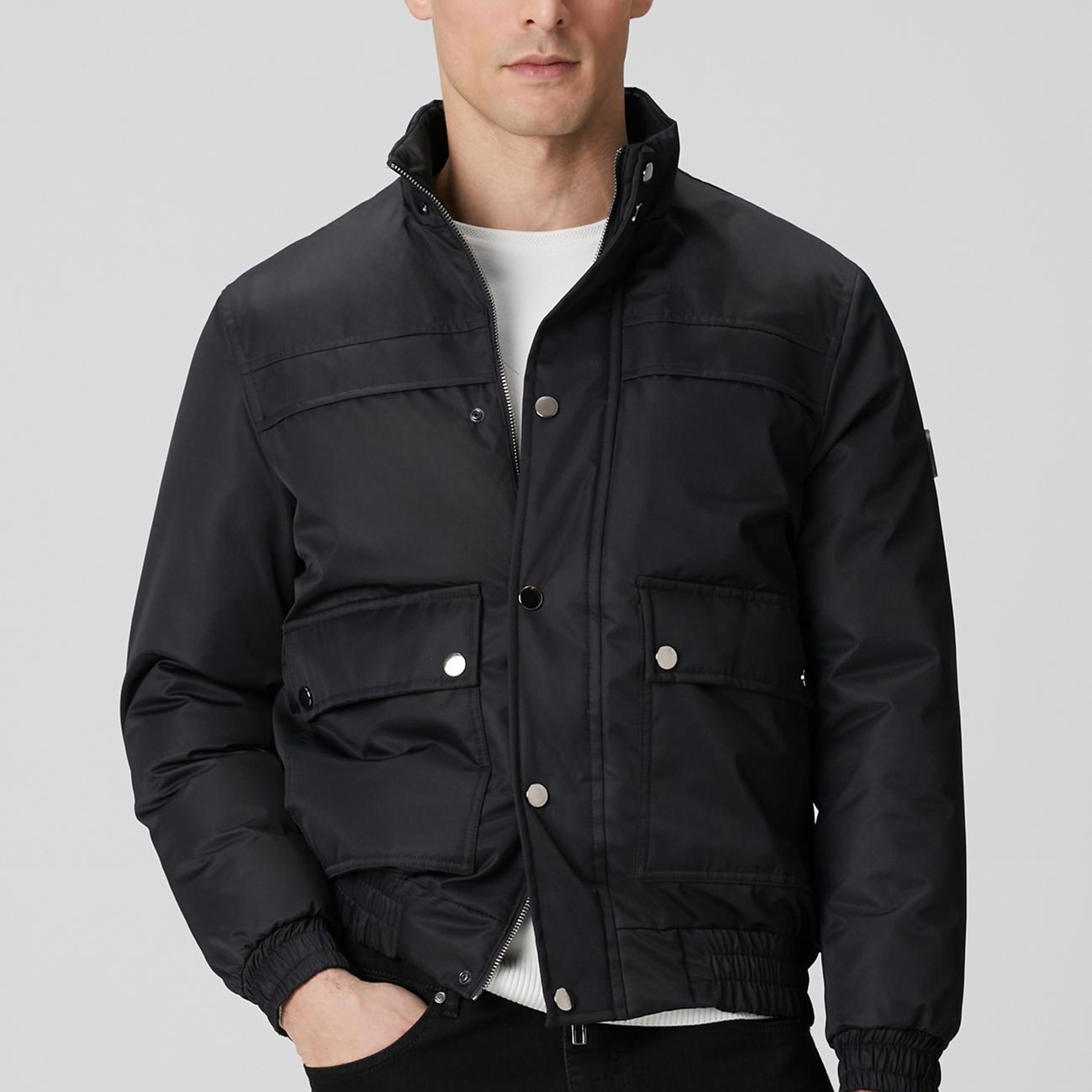 Network Erkek Siyah Körük Cep Detaylı Mont