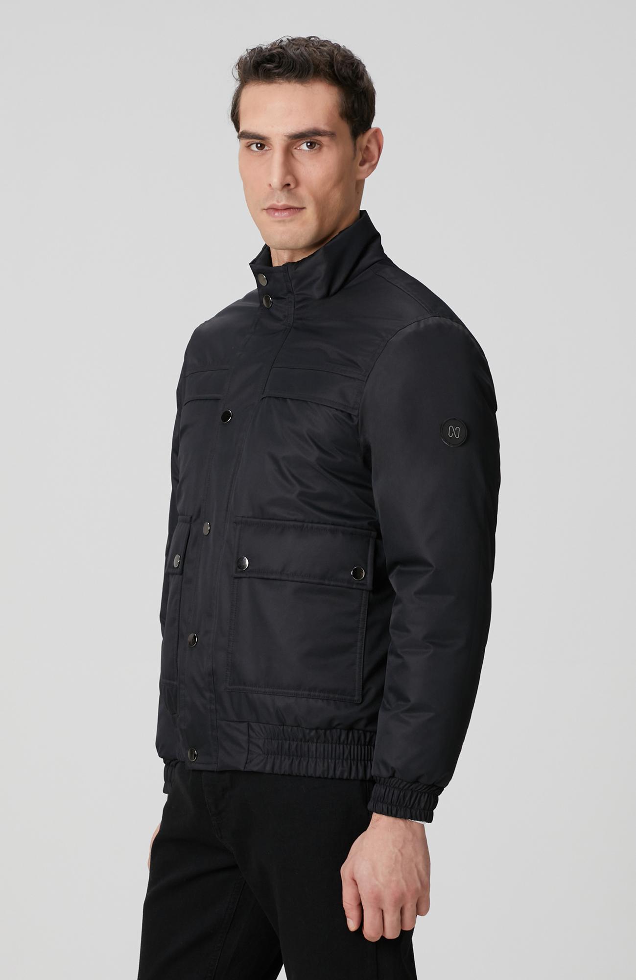 Network Erkek Siyah Körük Cep Detaylı Mont