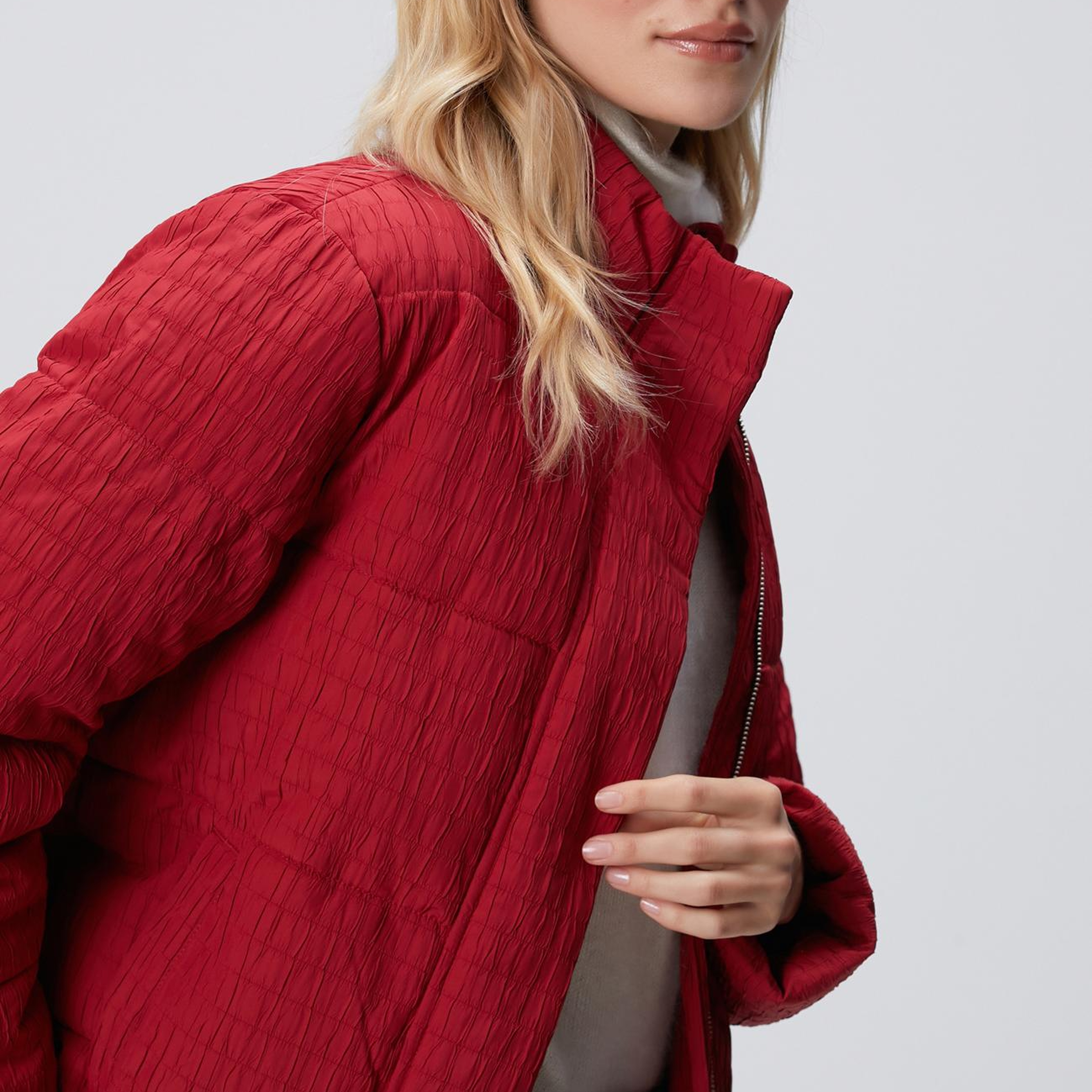 Network Kadın Bordo Desenli Kaban