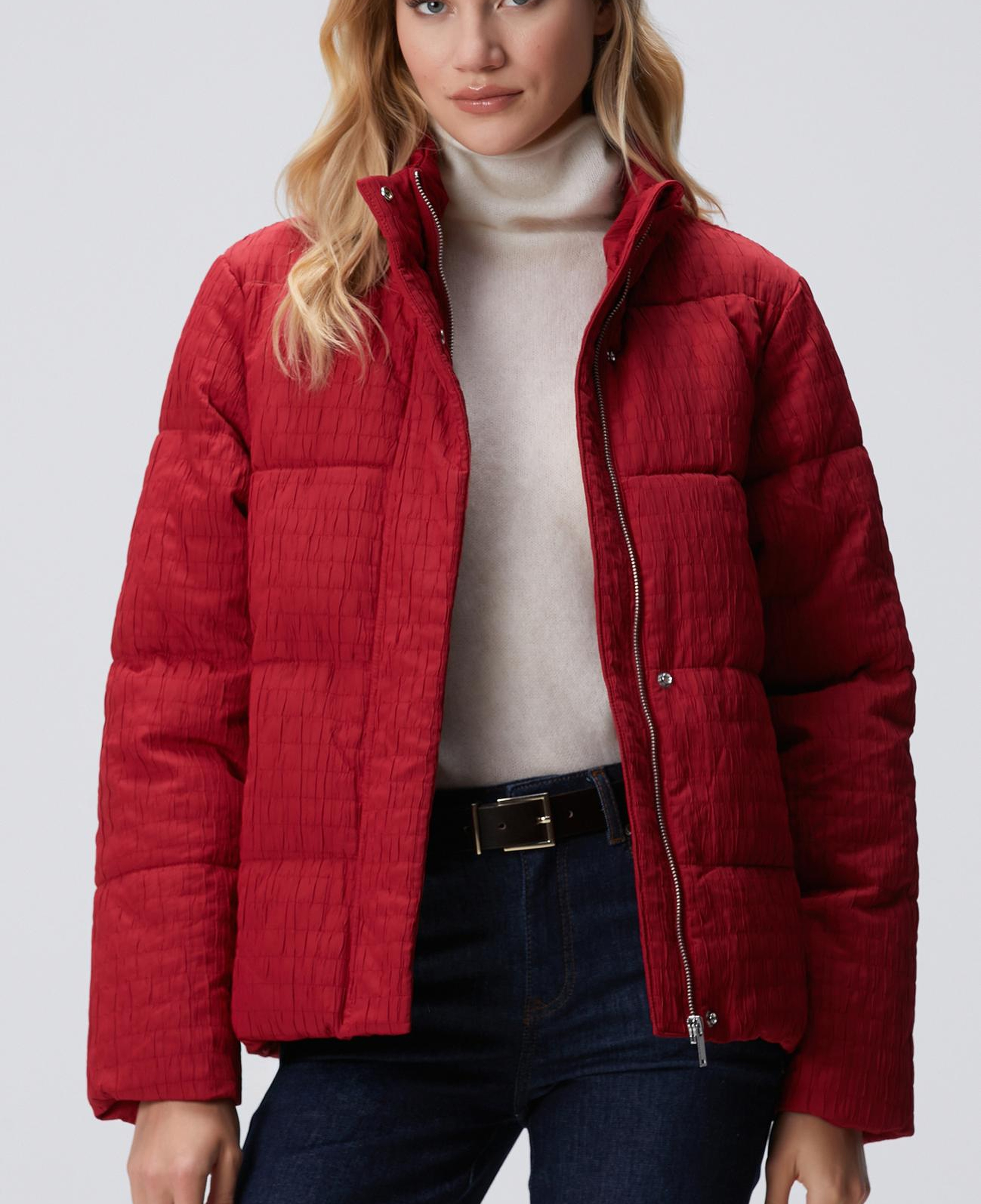 Network Kadın Bordo Desenli Kaban