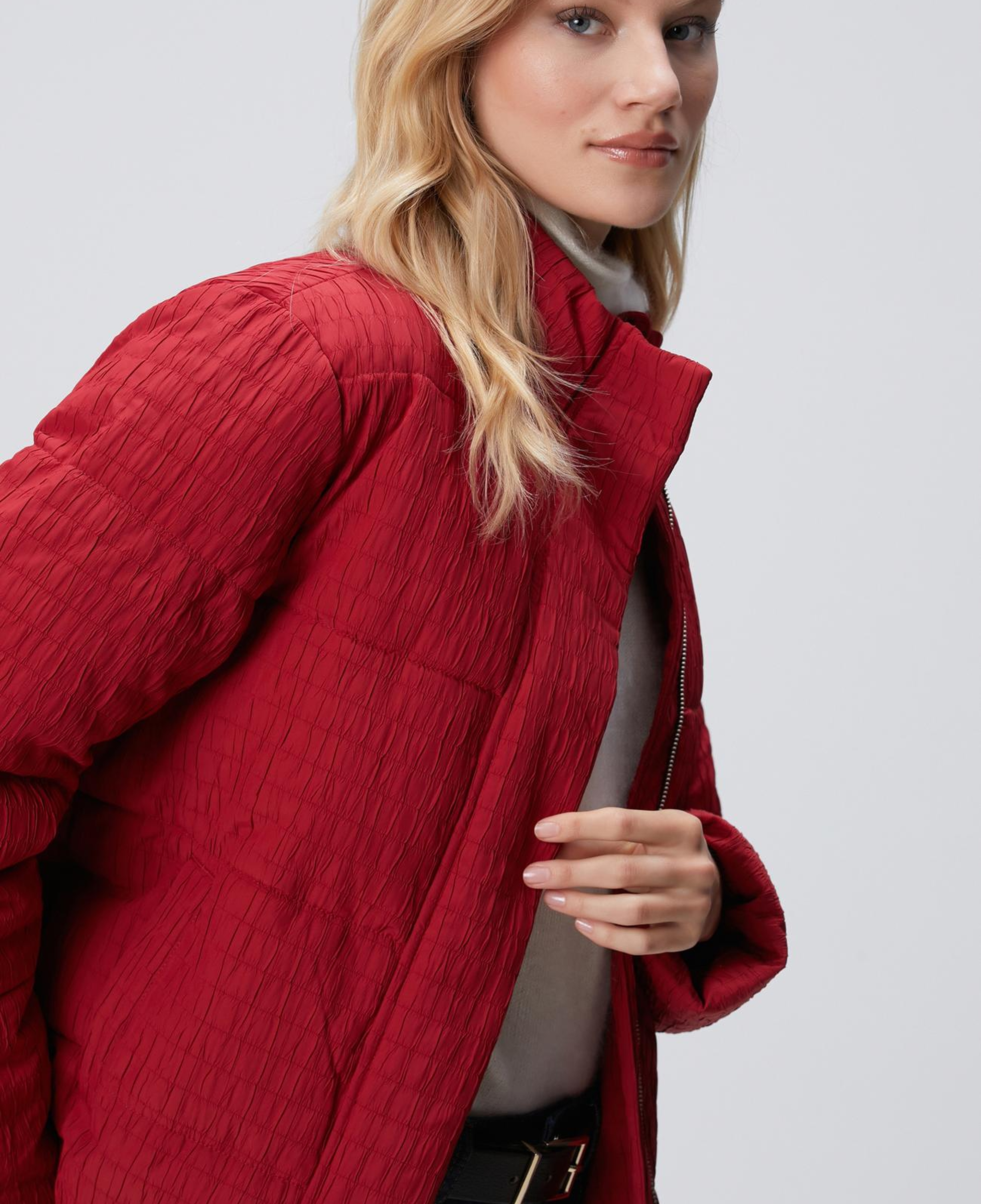 Network Kadın Bordo Desenli Kaban